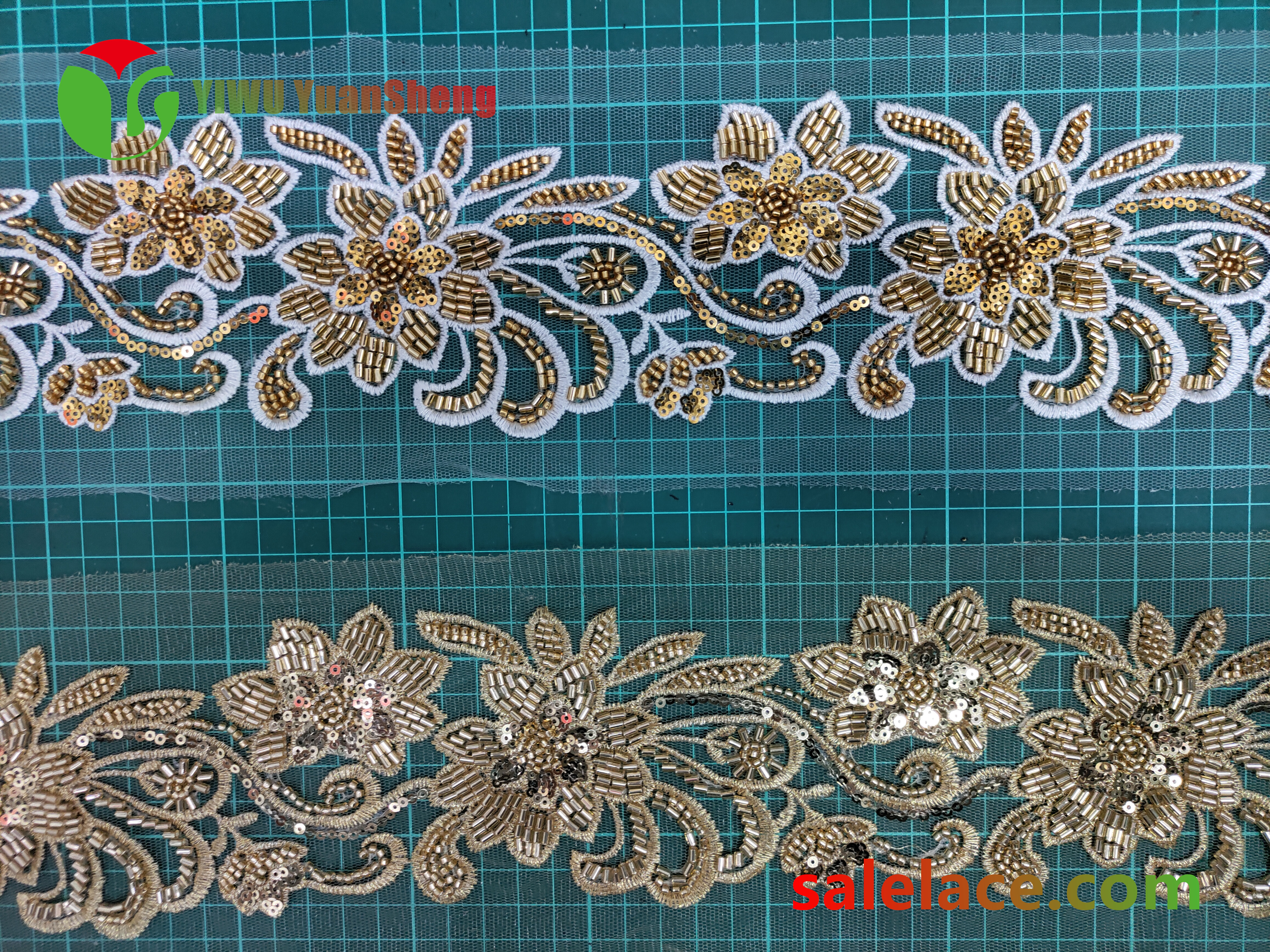 Glass bead mesh lace YS4158#