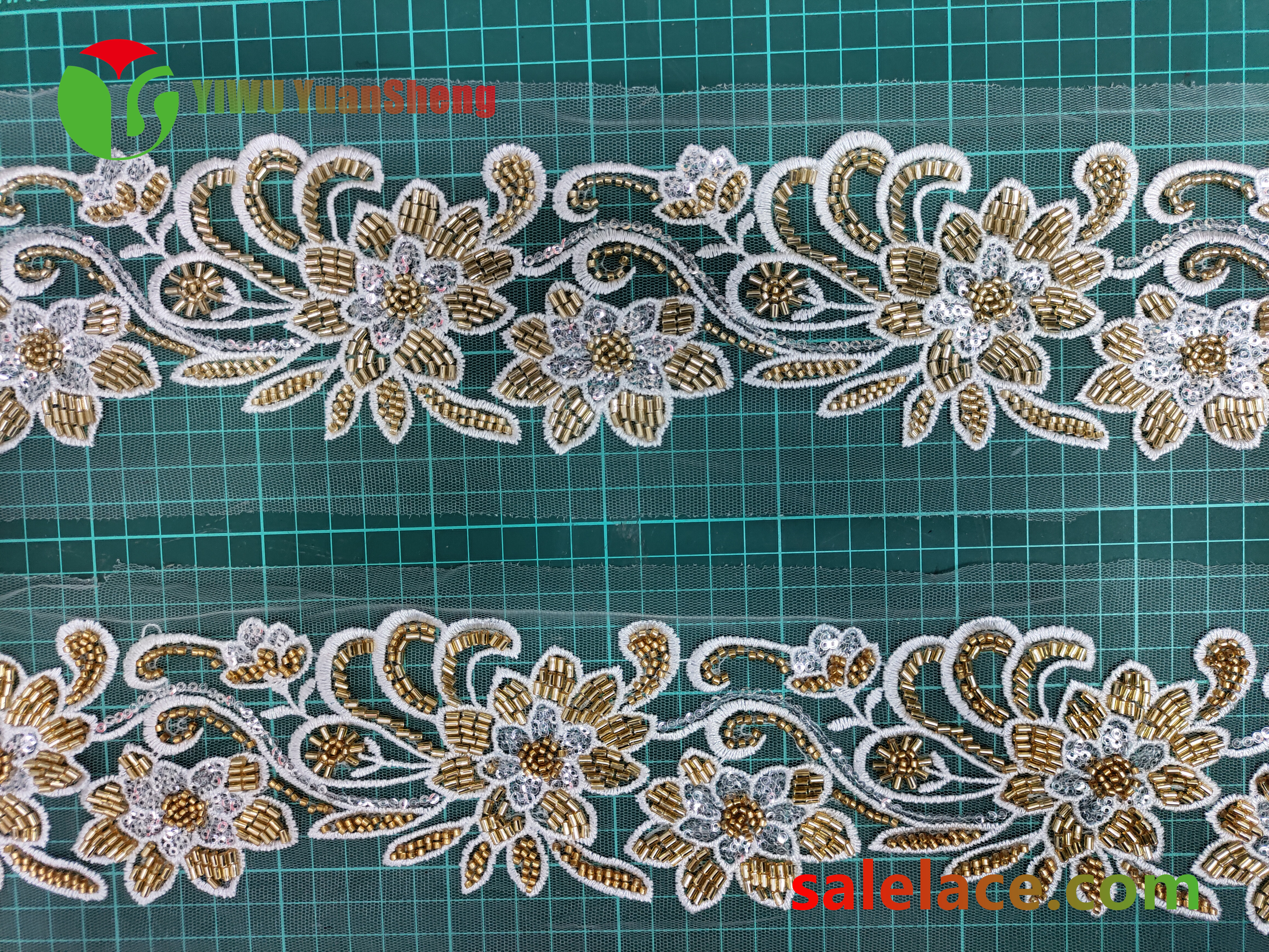 Glass bead mesh lace YS4158#