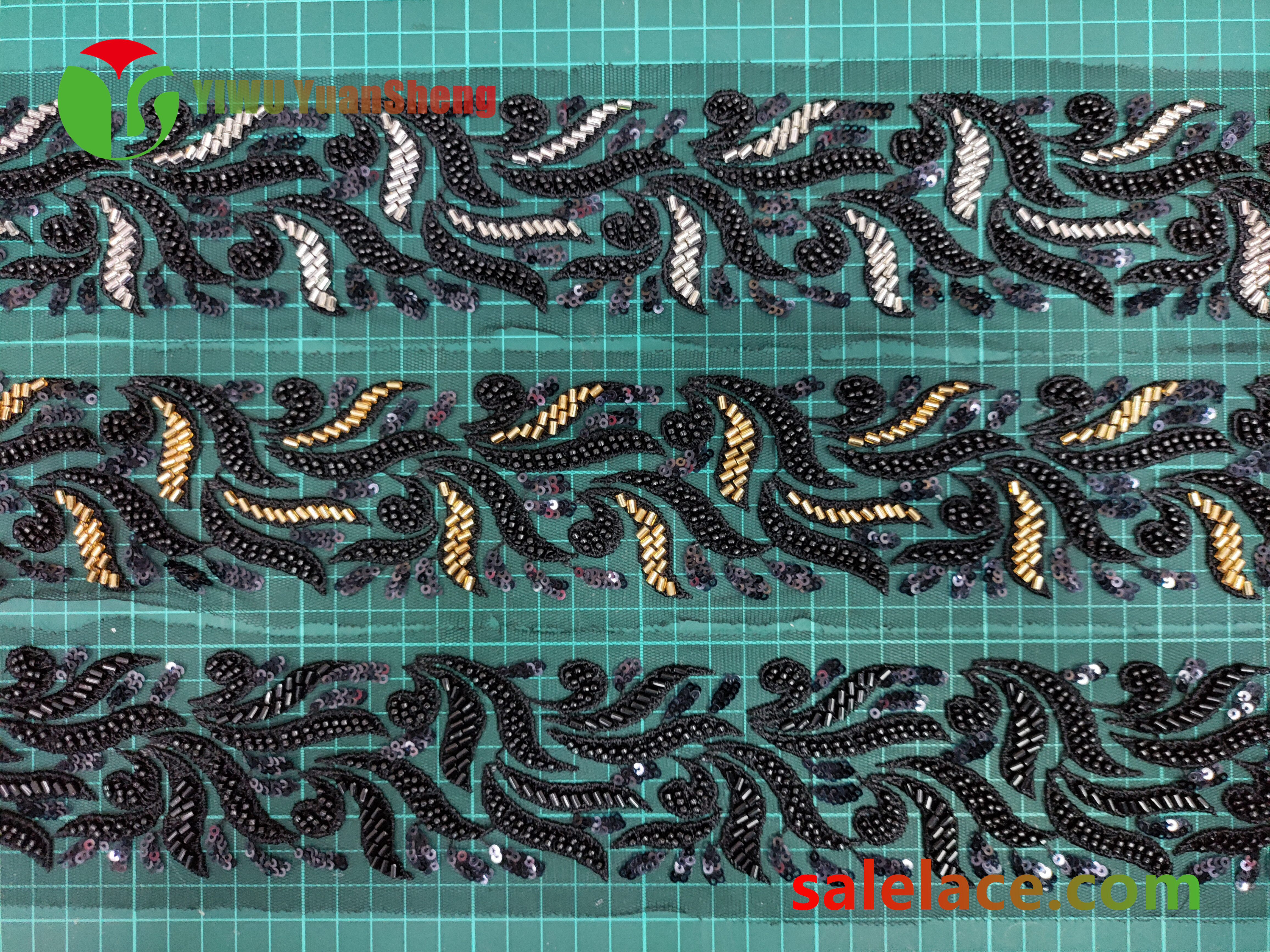 Glass bead mesh lace YS4178#