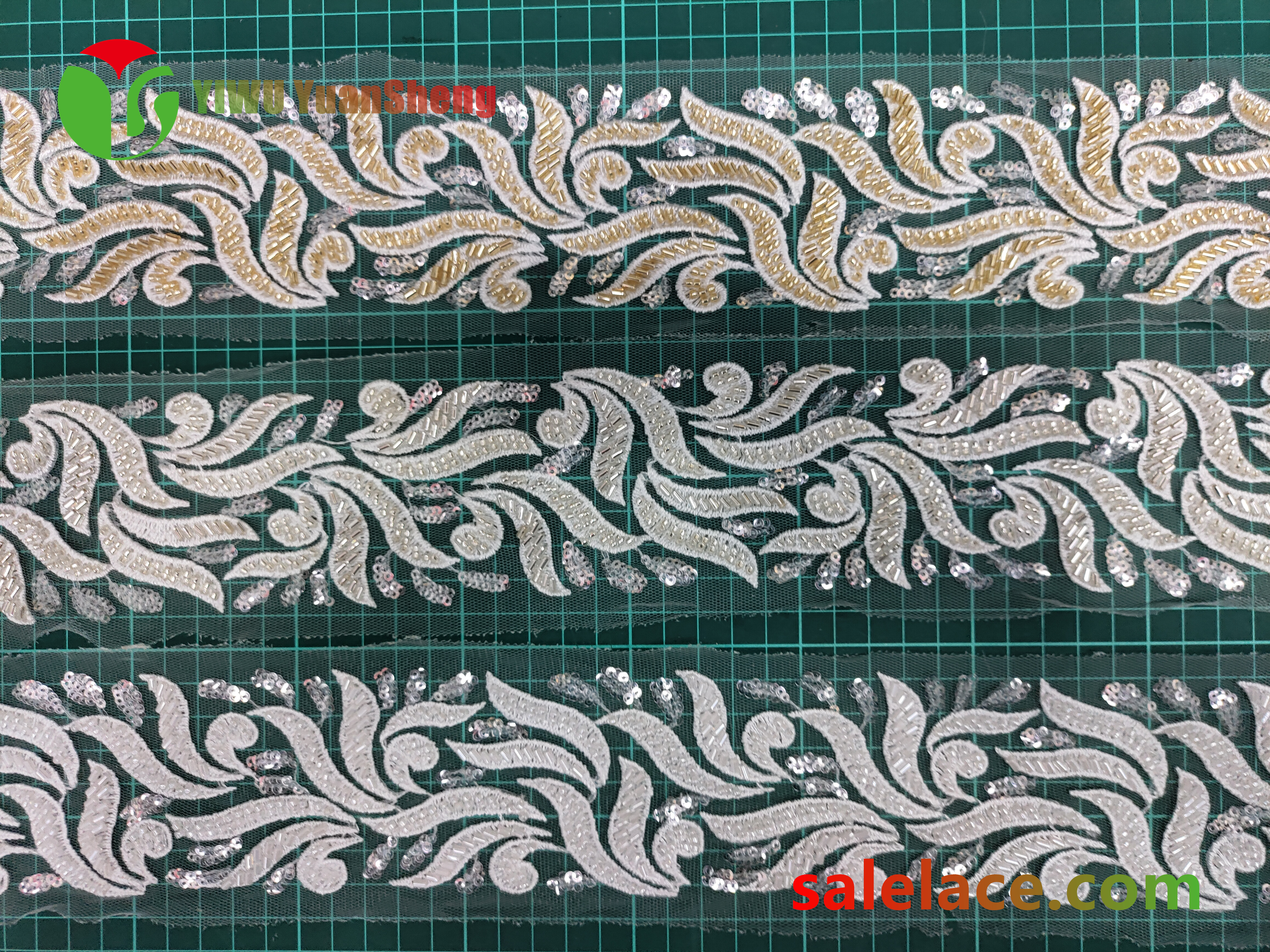 Glass bead mesh lace YS4178#