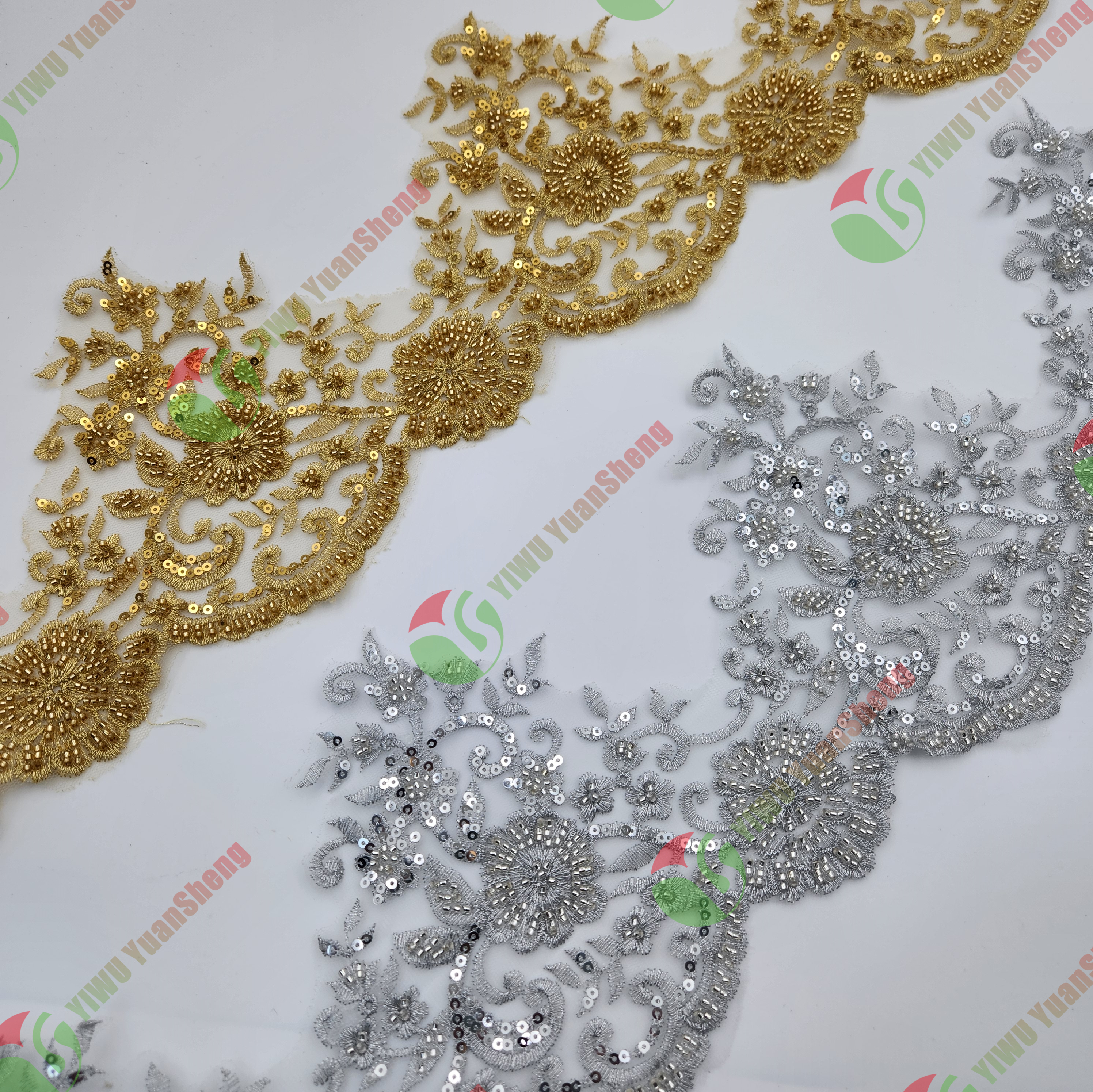 Glass bead mesh lace YS5041#