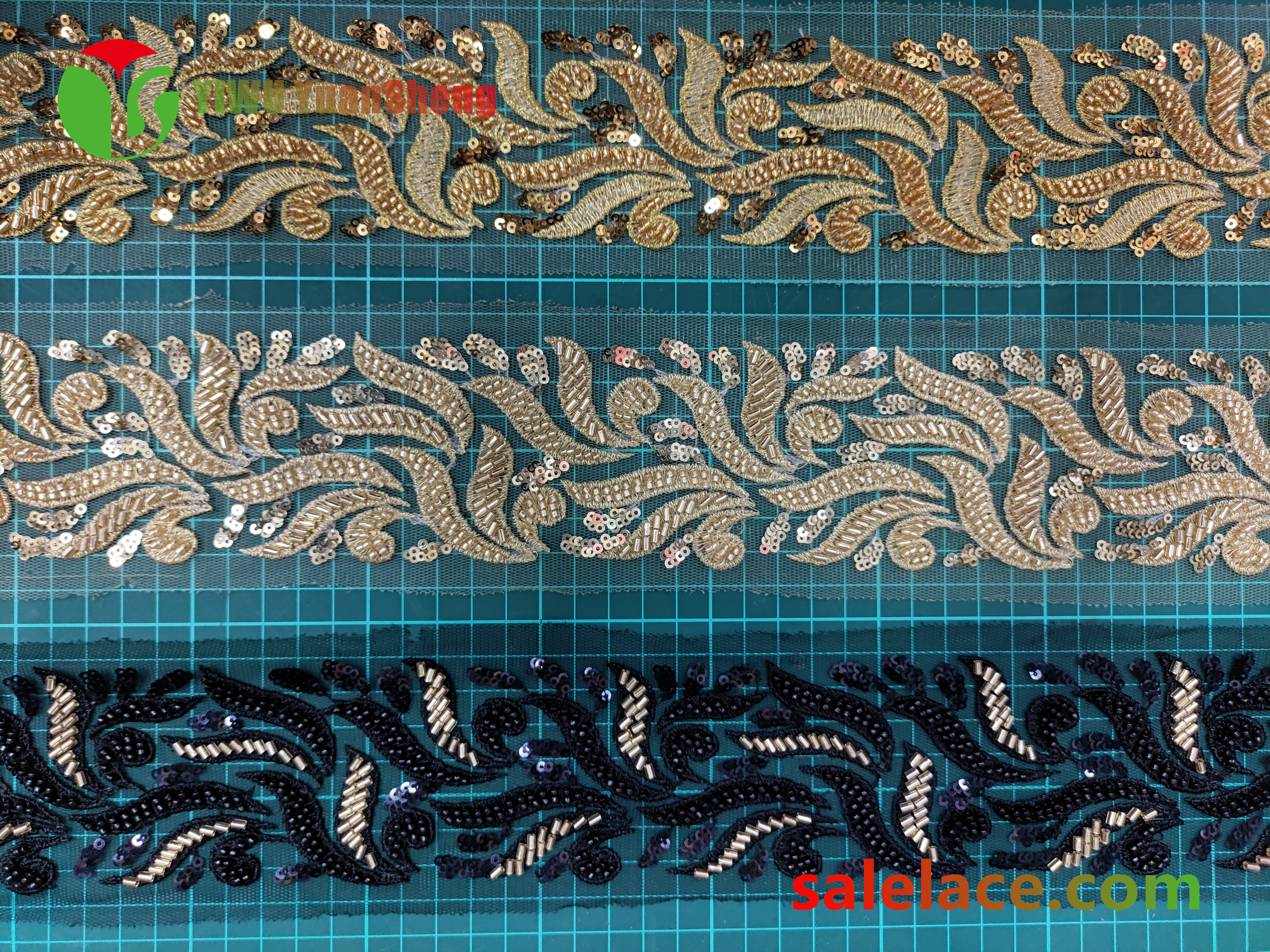 Glass bead mesh lace YS4178#