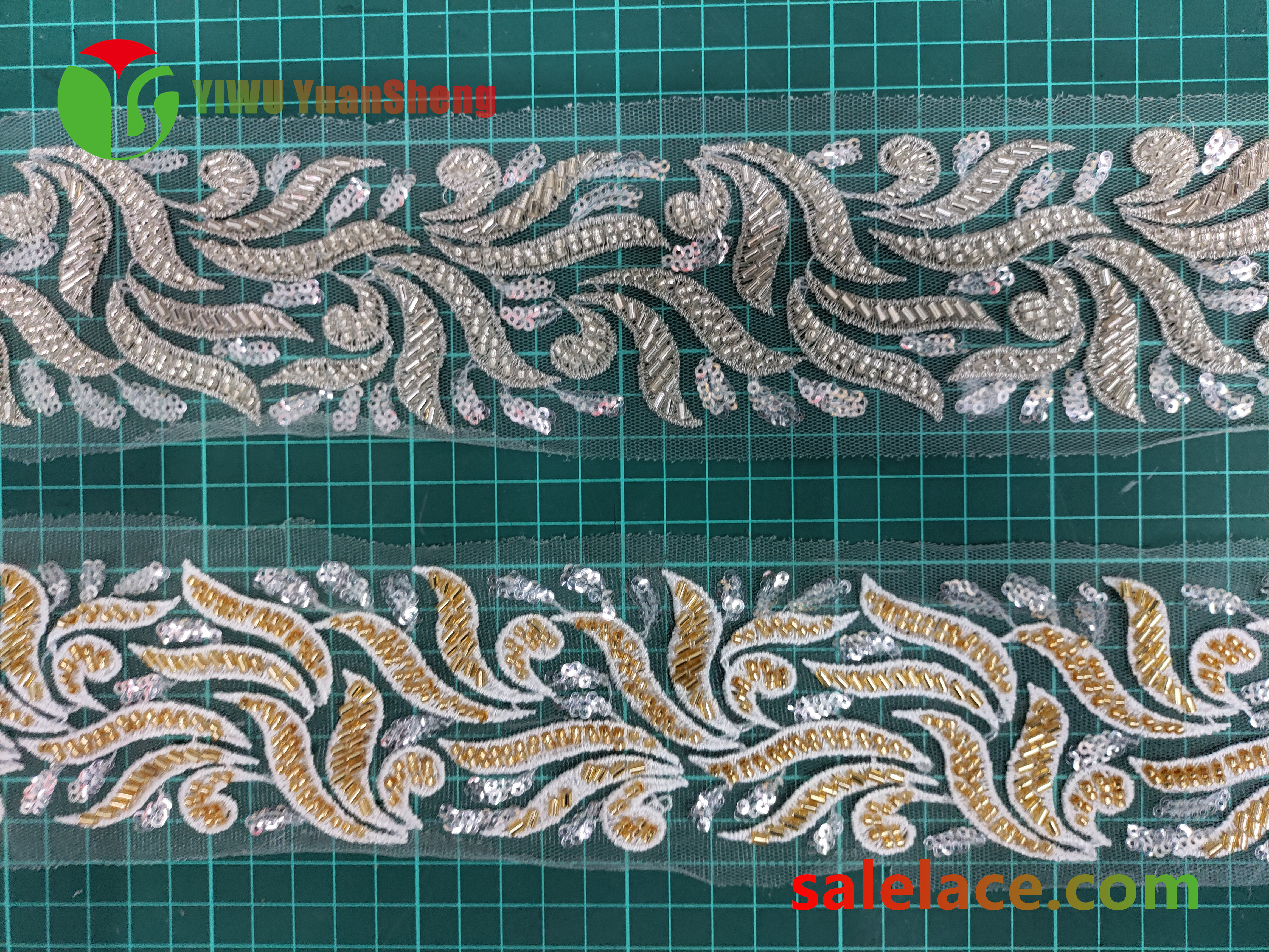 Glass bead mesh lace YS4178#