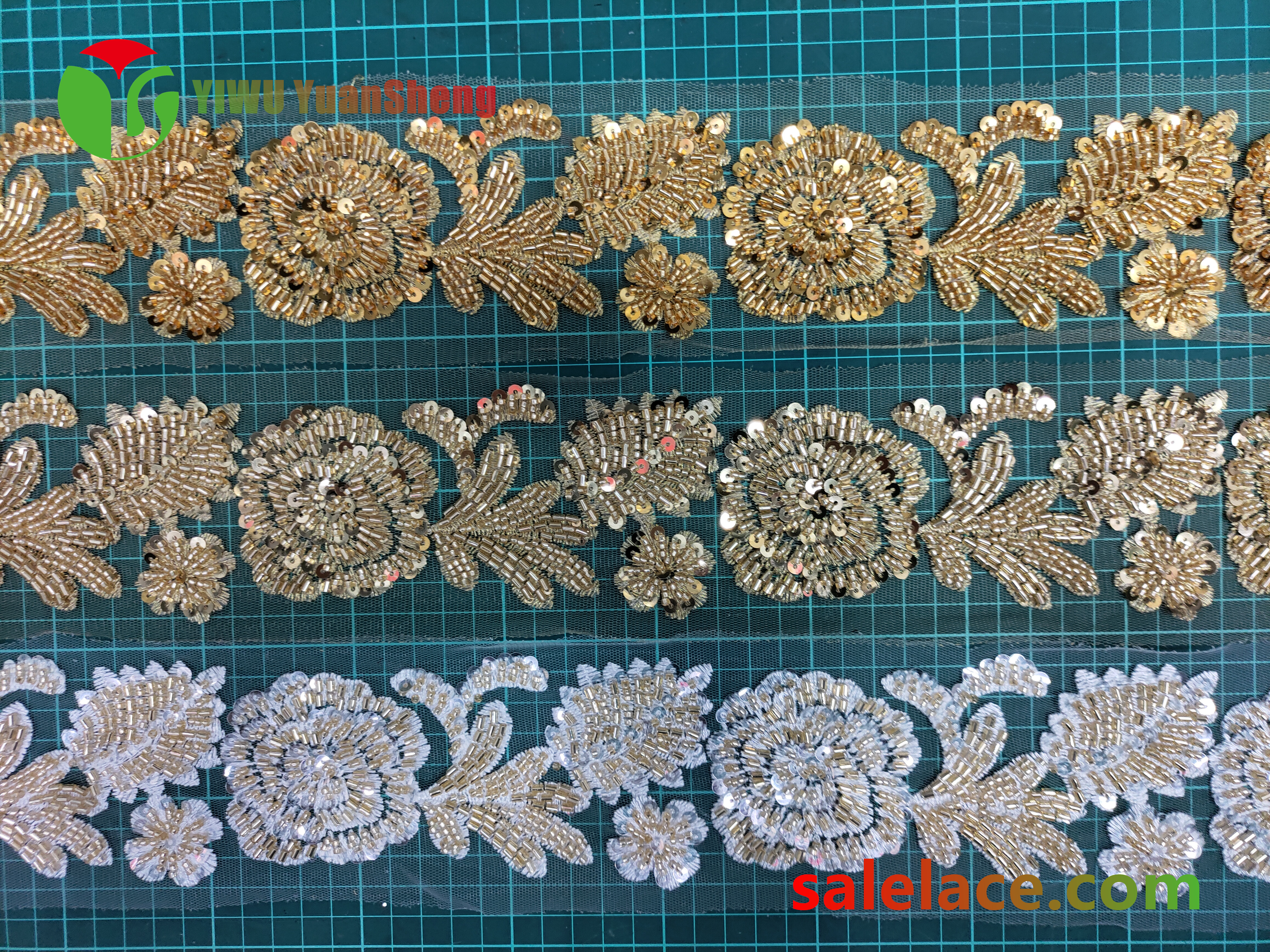 Glass bead mesh lace YS4220#