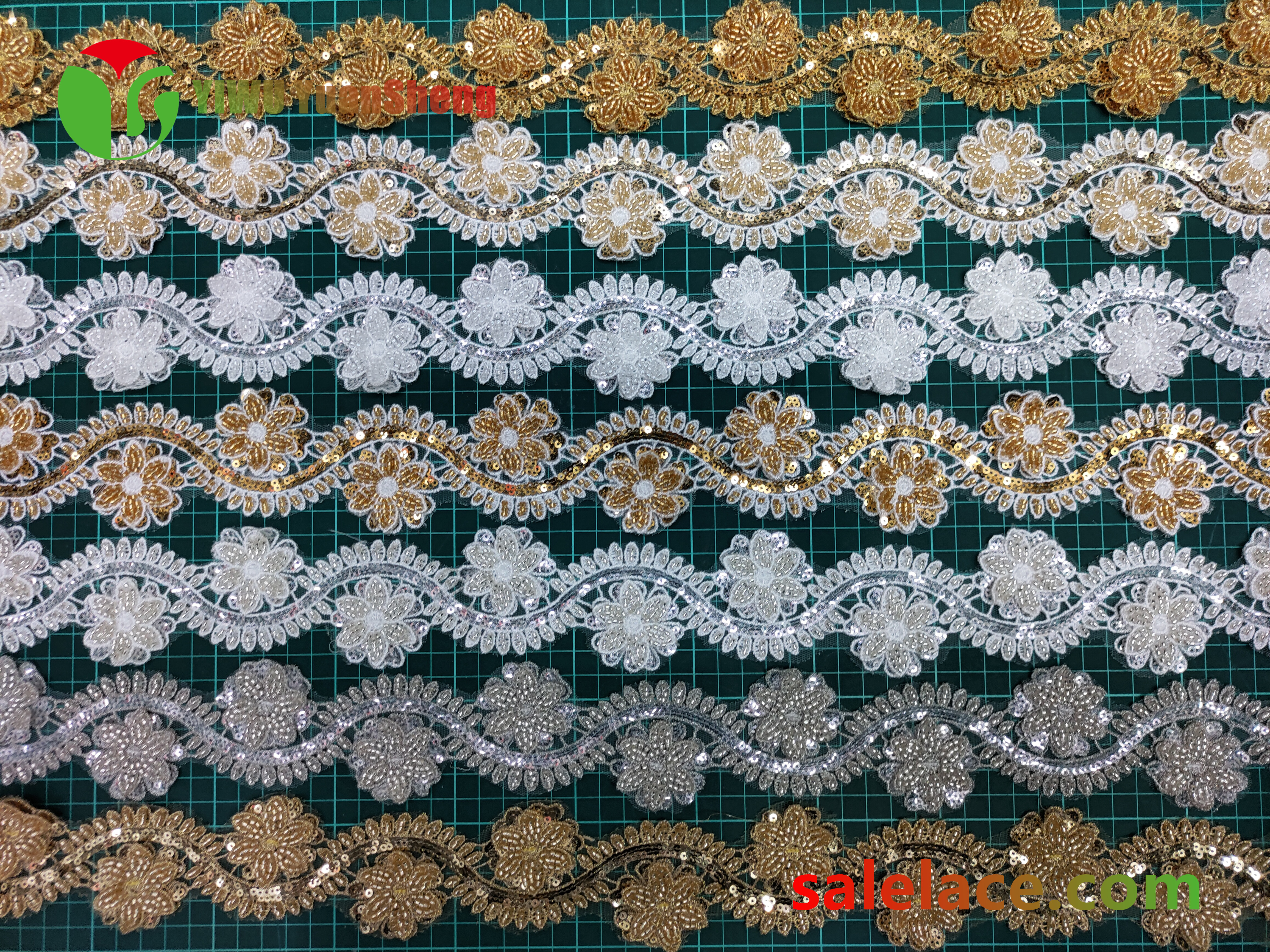 Glass bead mesh lace YS4225#