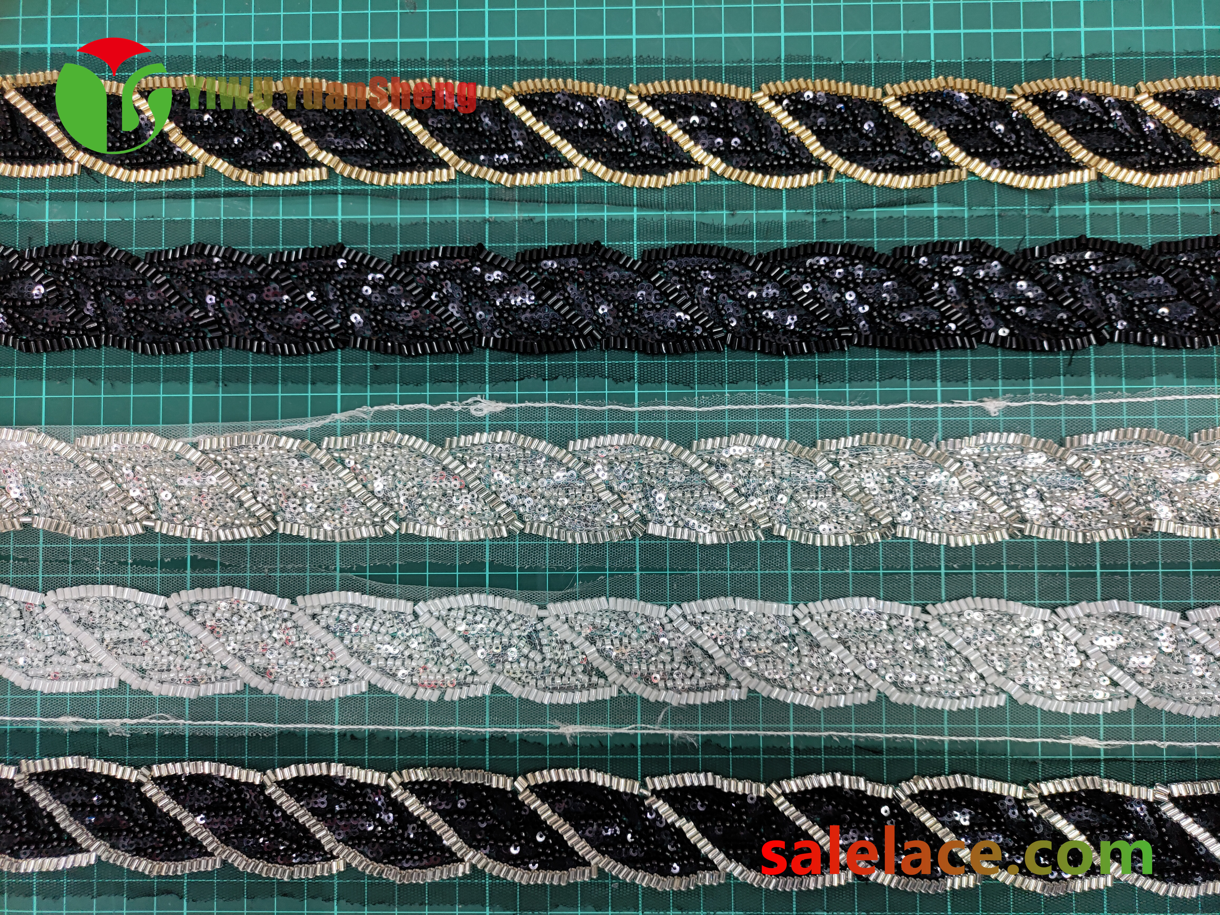 Glass bead mesh lace YS4227#