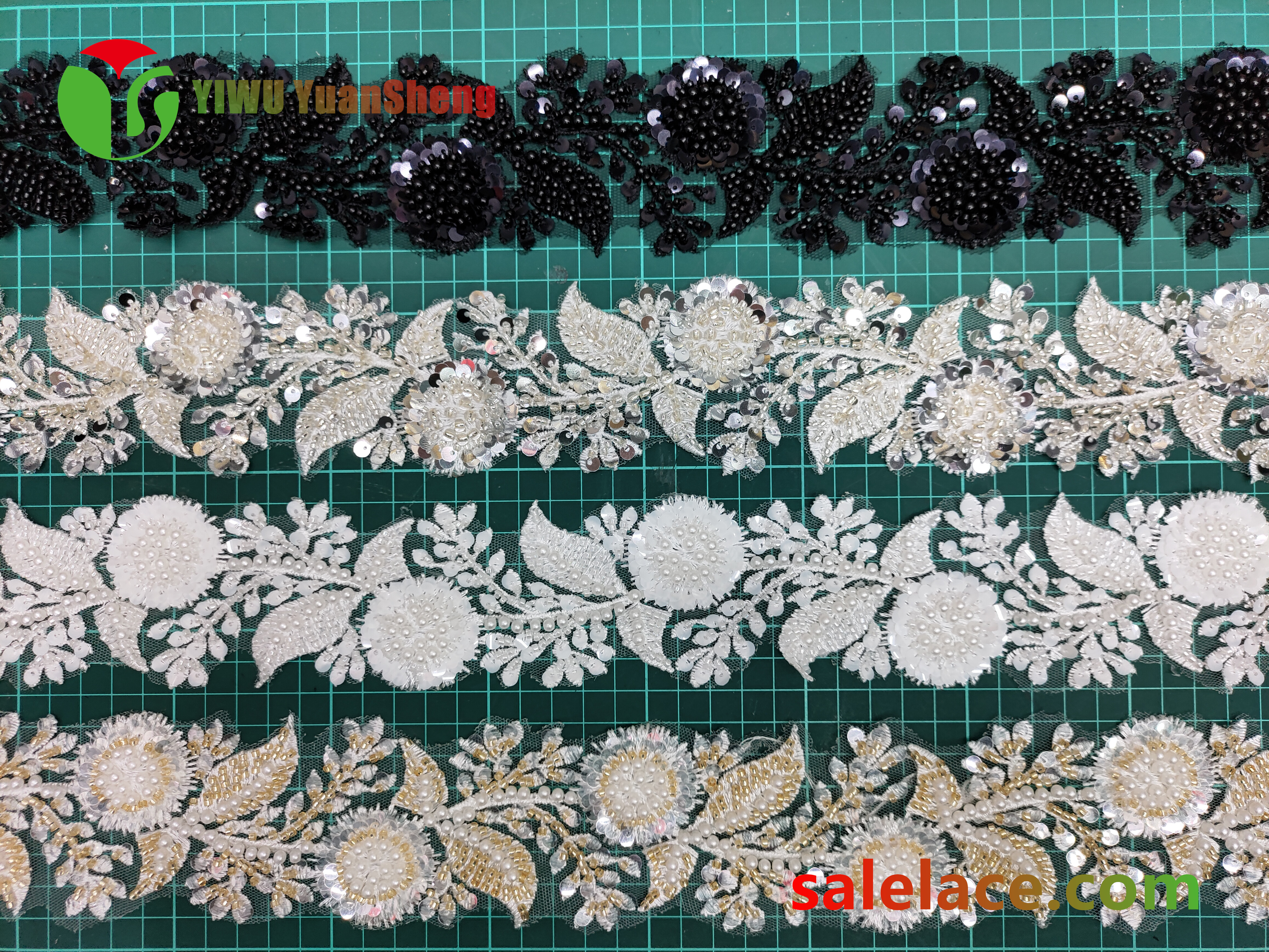 Glass bead mesh lace YS4230#