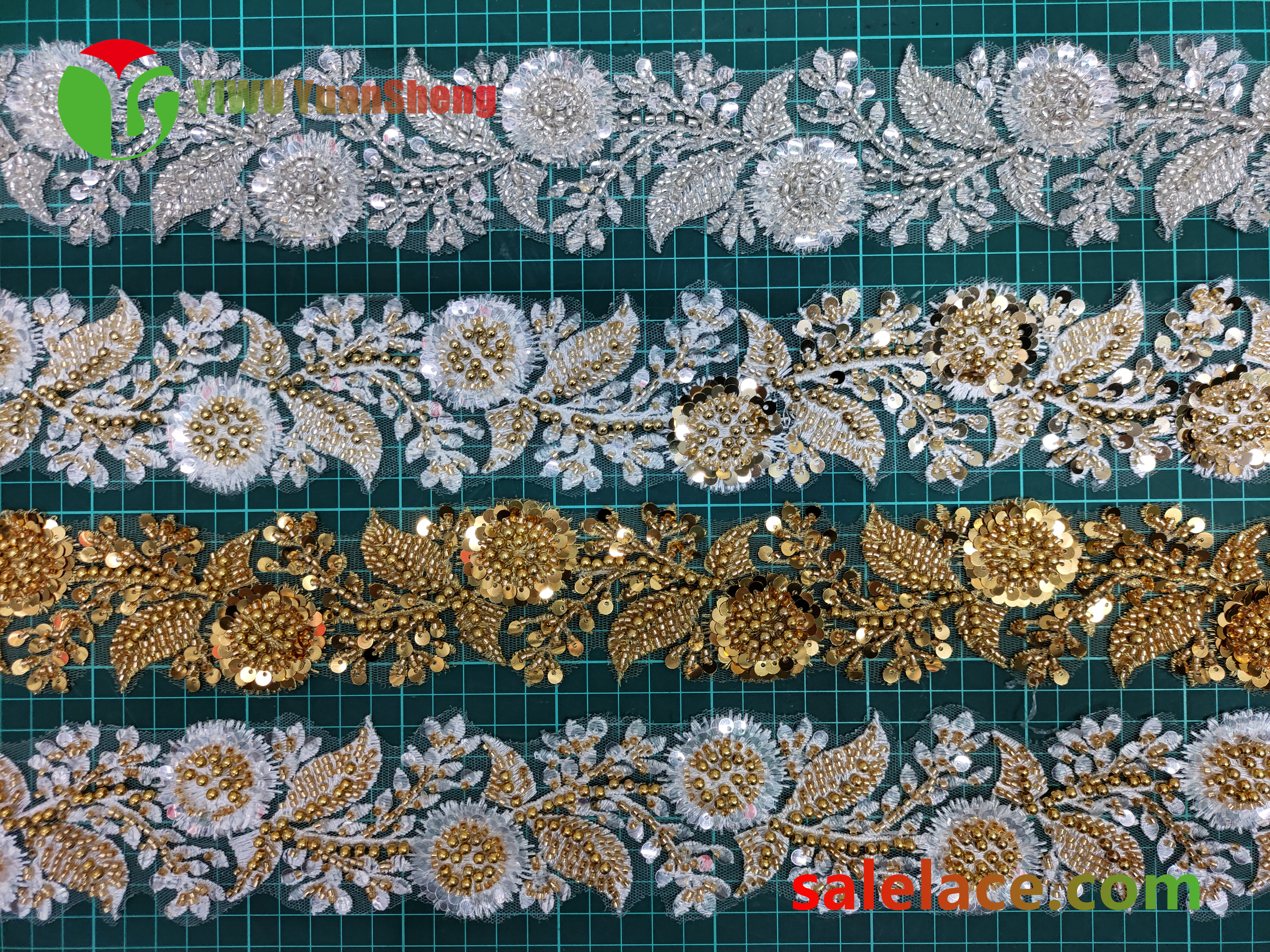 Glass bead mesh lace YS4230#