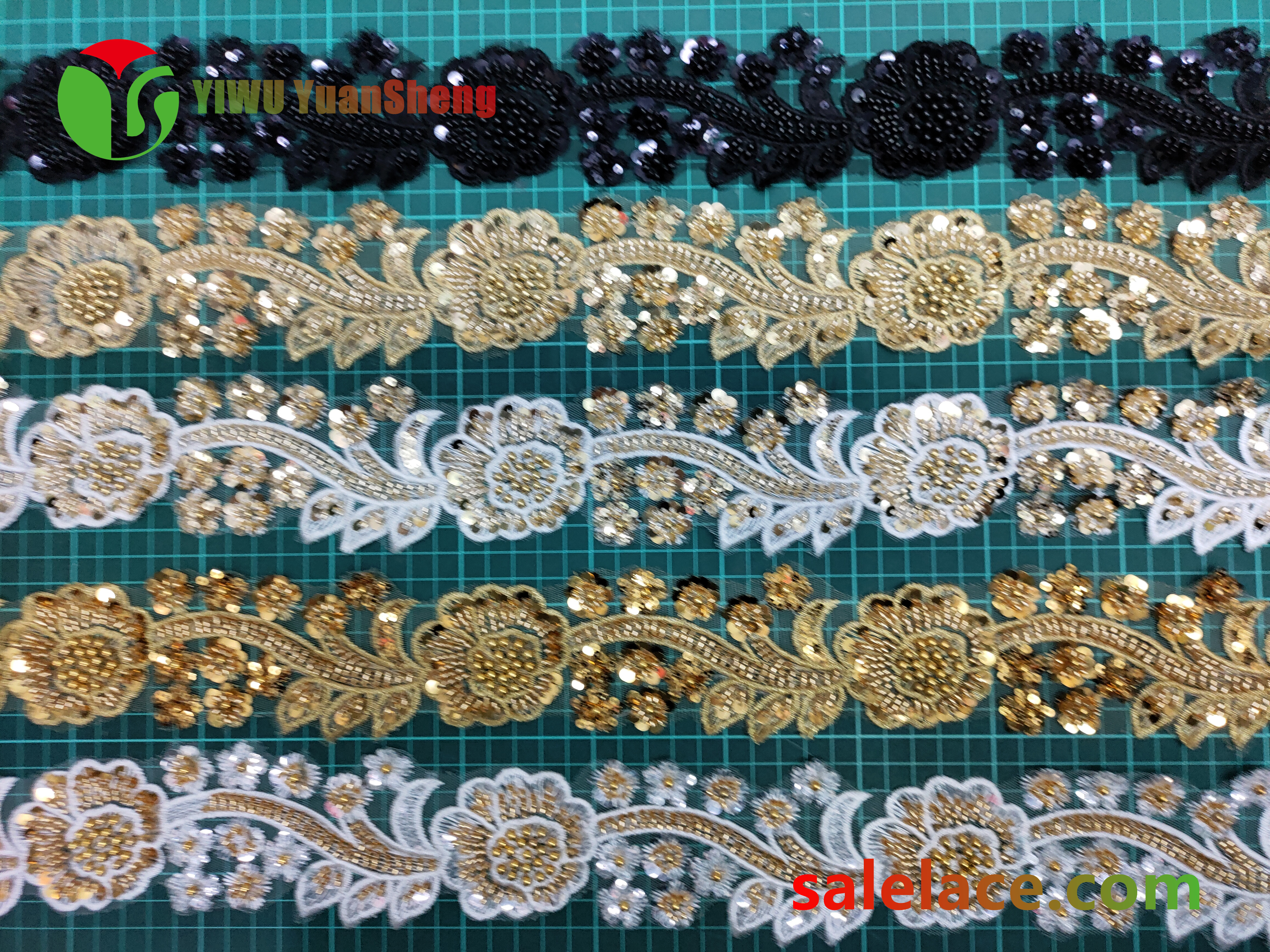 Glass bead mesh lace YS4245#