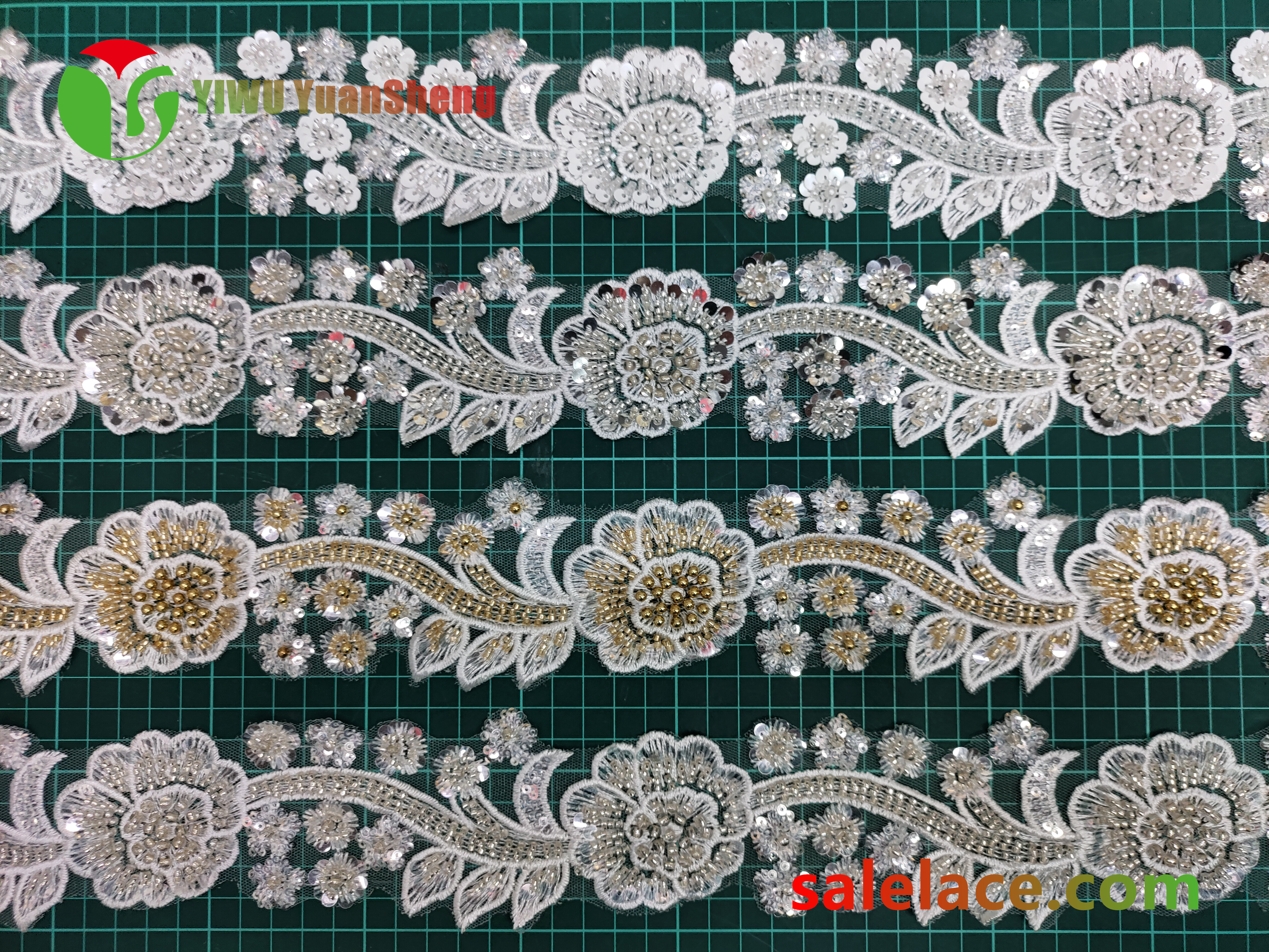 Glass bead mesh lace YS4245#