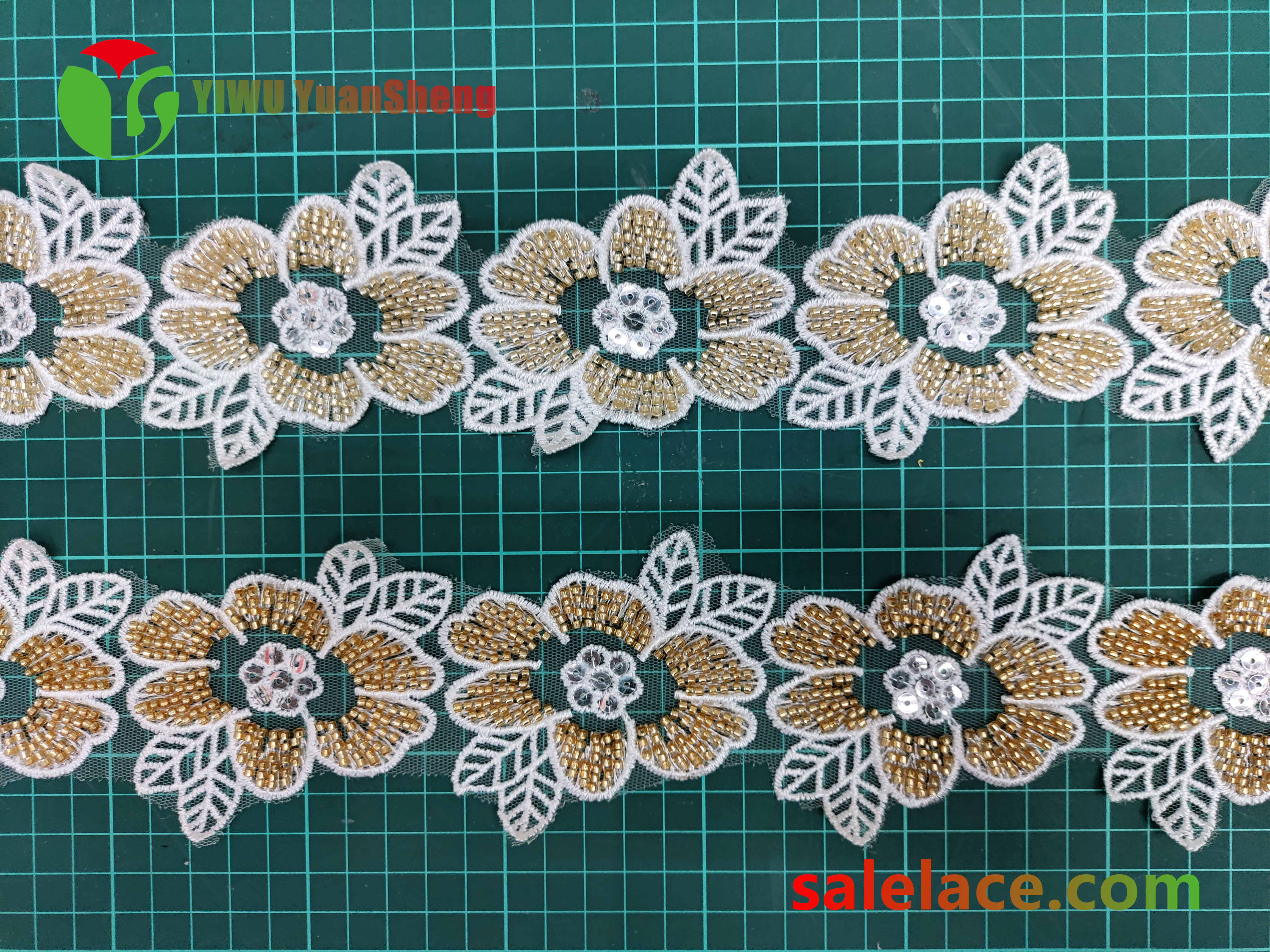 Glass bead mesh lace YS4273#