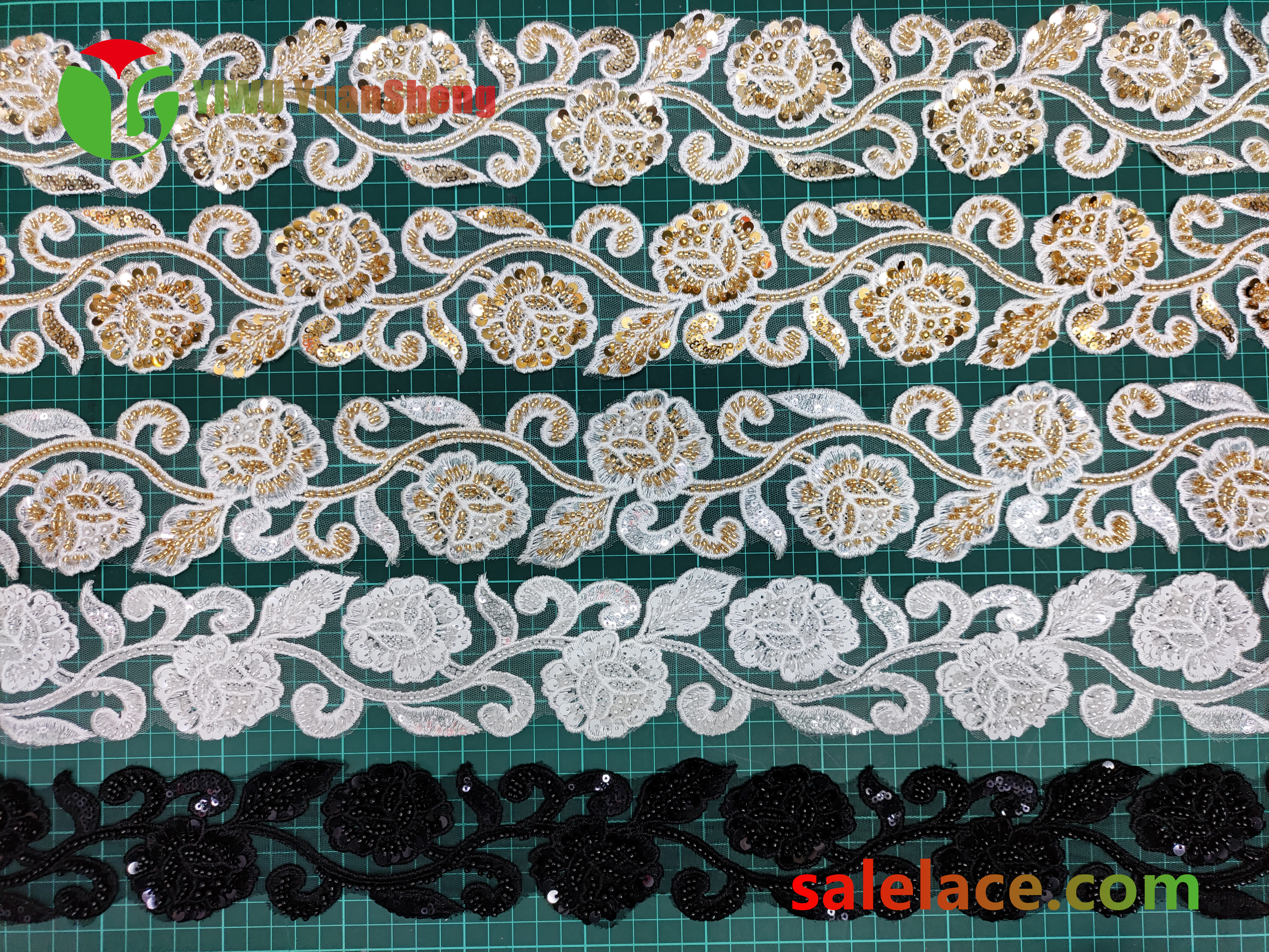 Glass bead mesh lace YS4275#