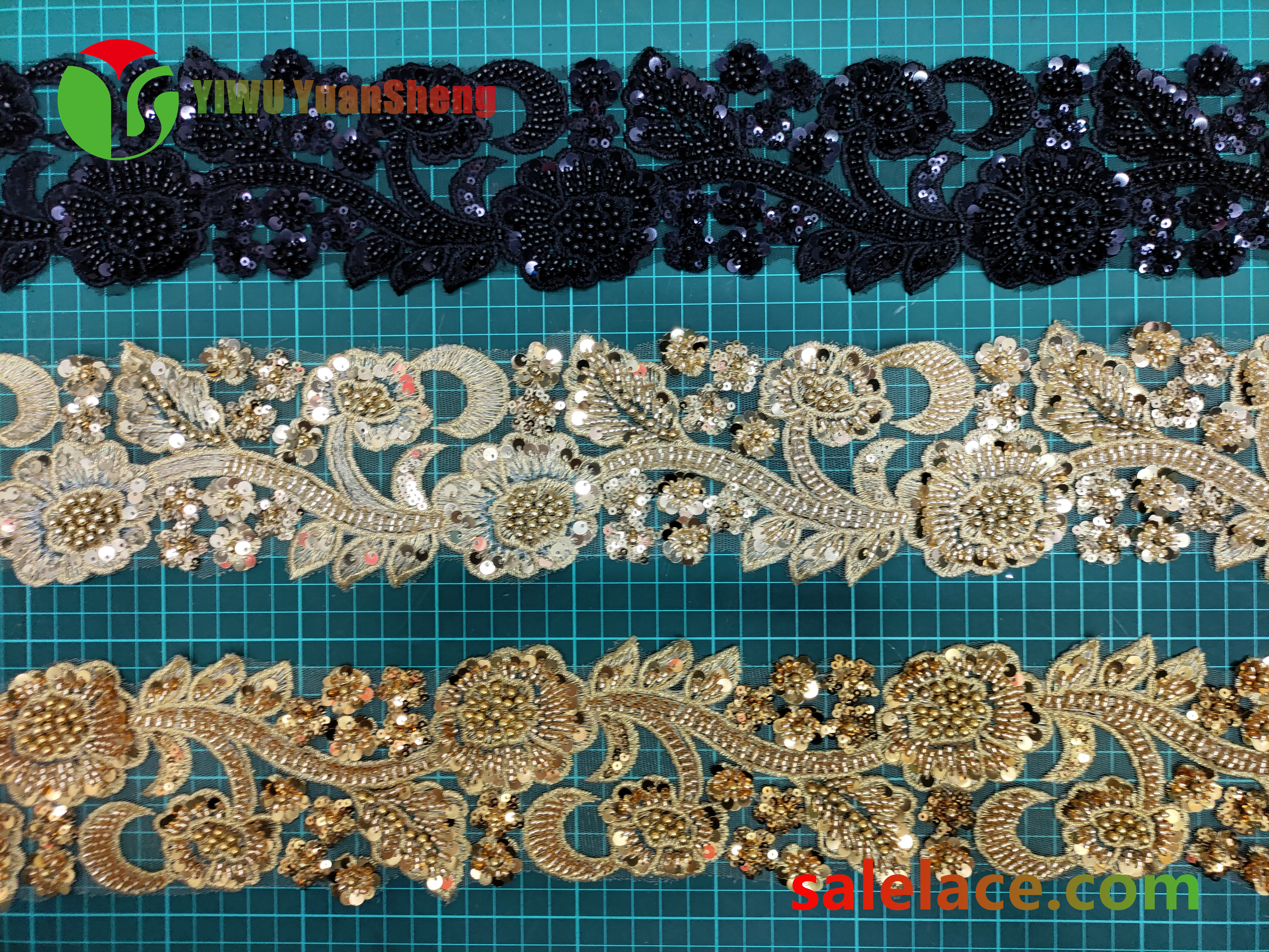 Glass bead mesh lace YS4276#
