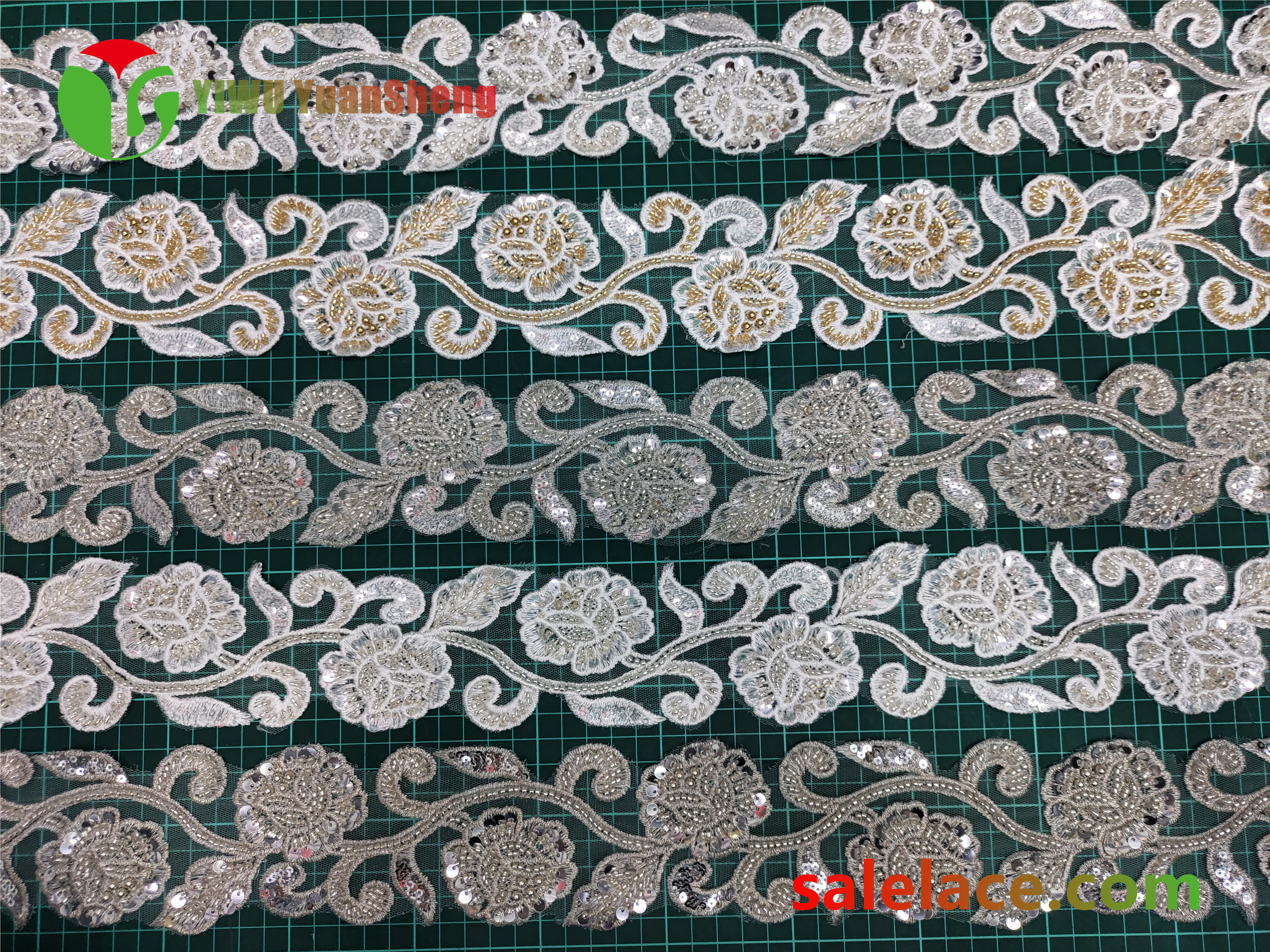 Glass bead mesh lace YS4275#