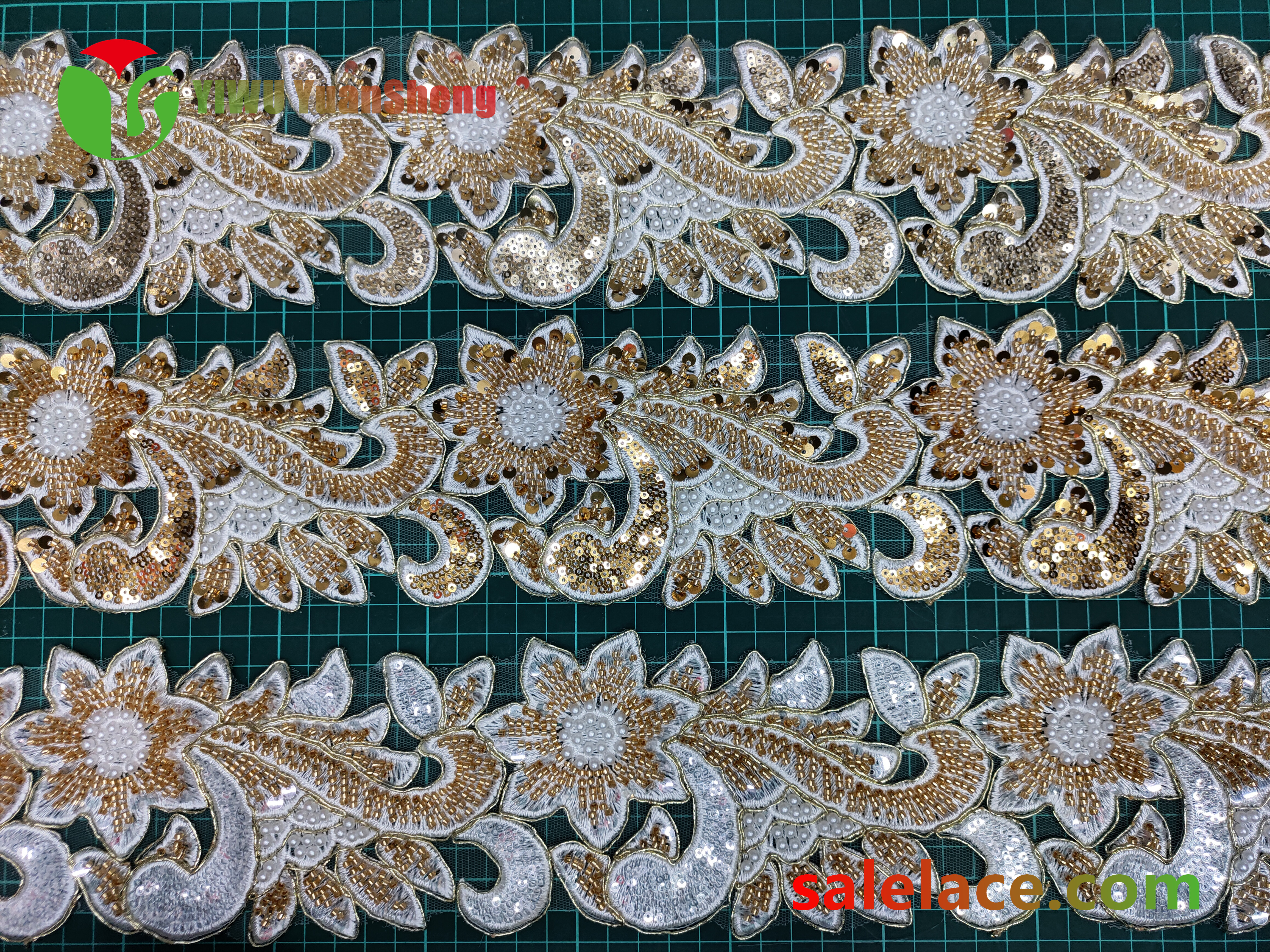 Glass bead mesh lace YS4279#