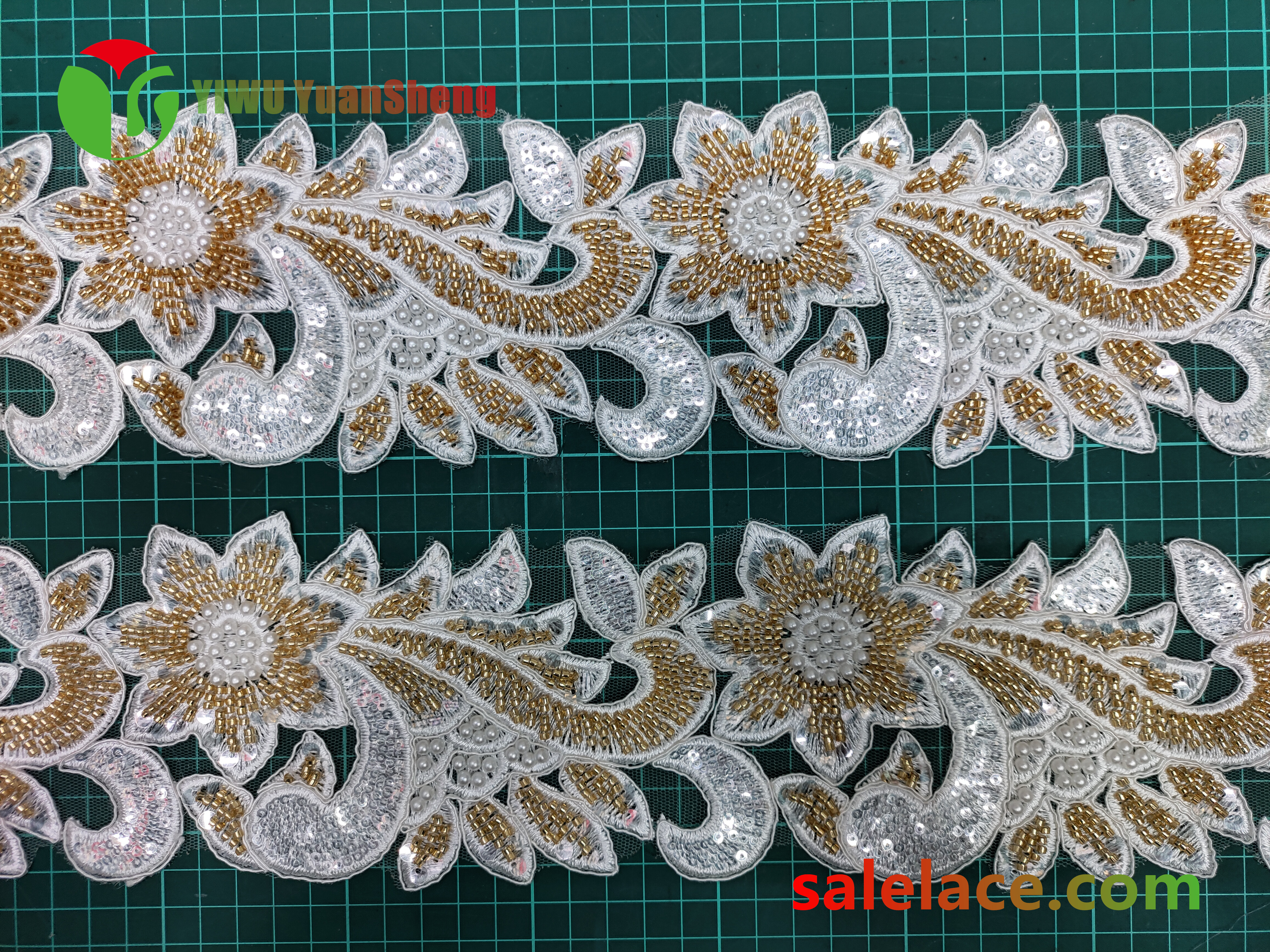 Glass bead mesh lace YS4279#