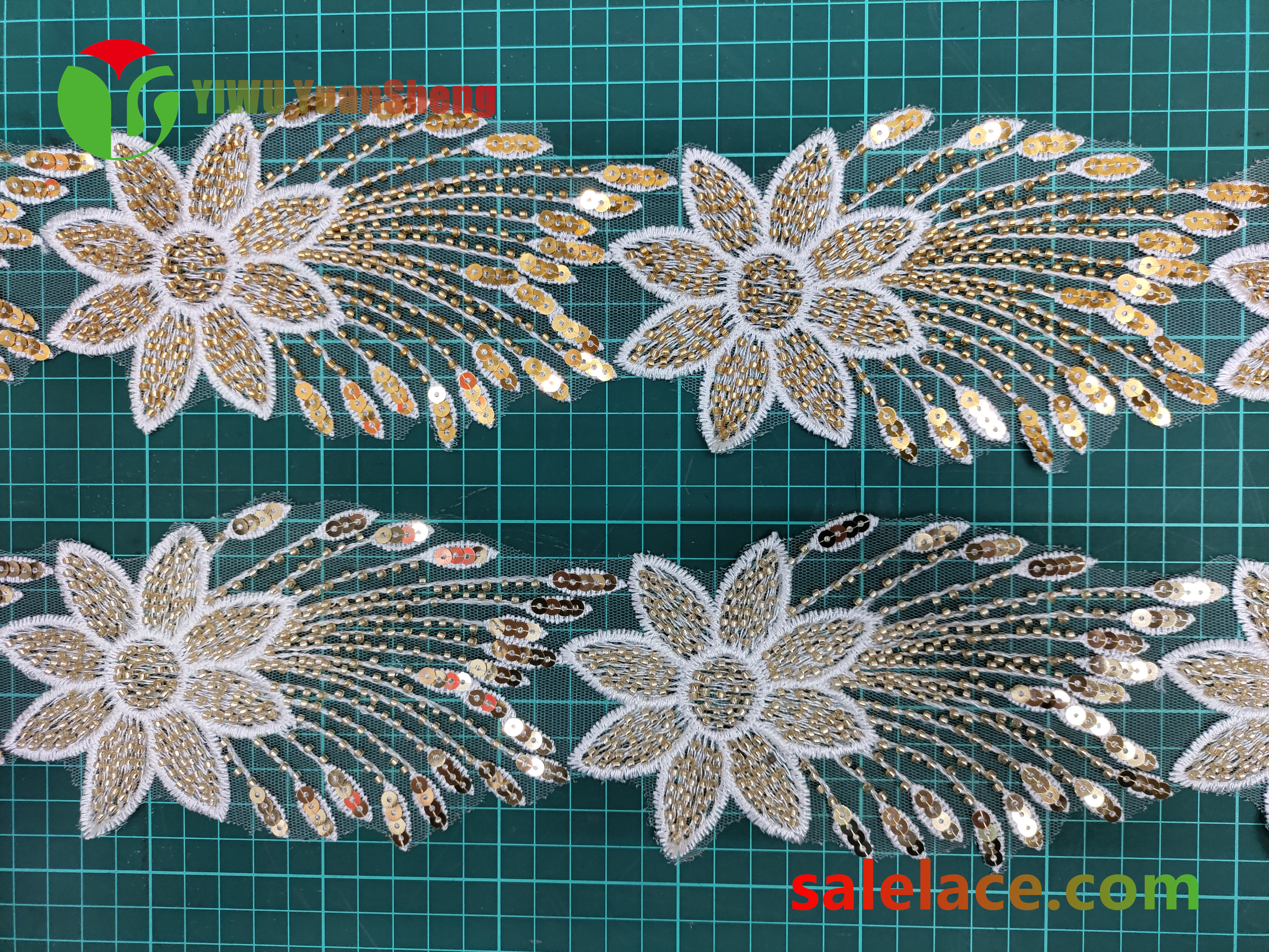 Glass bead mesh lace YS4282#