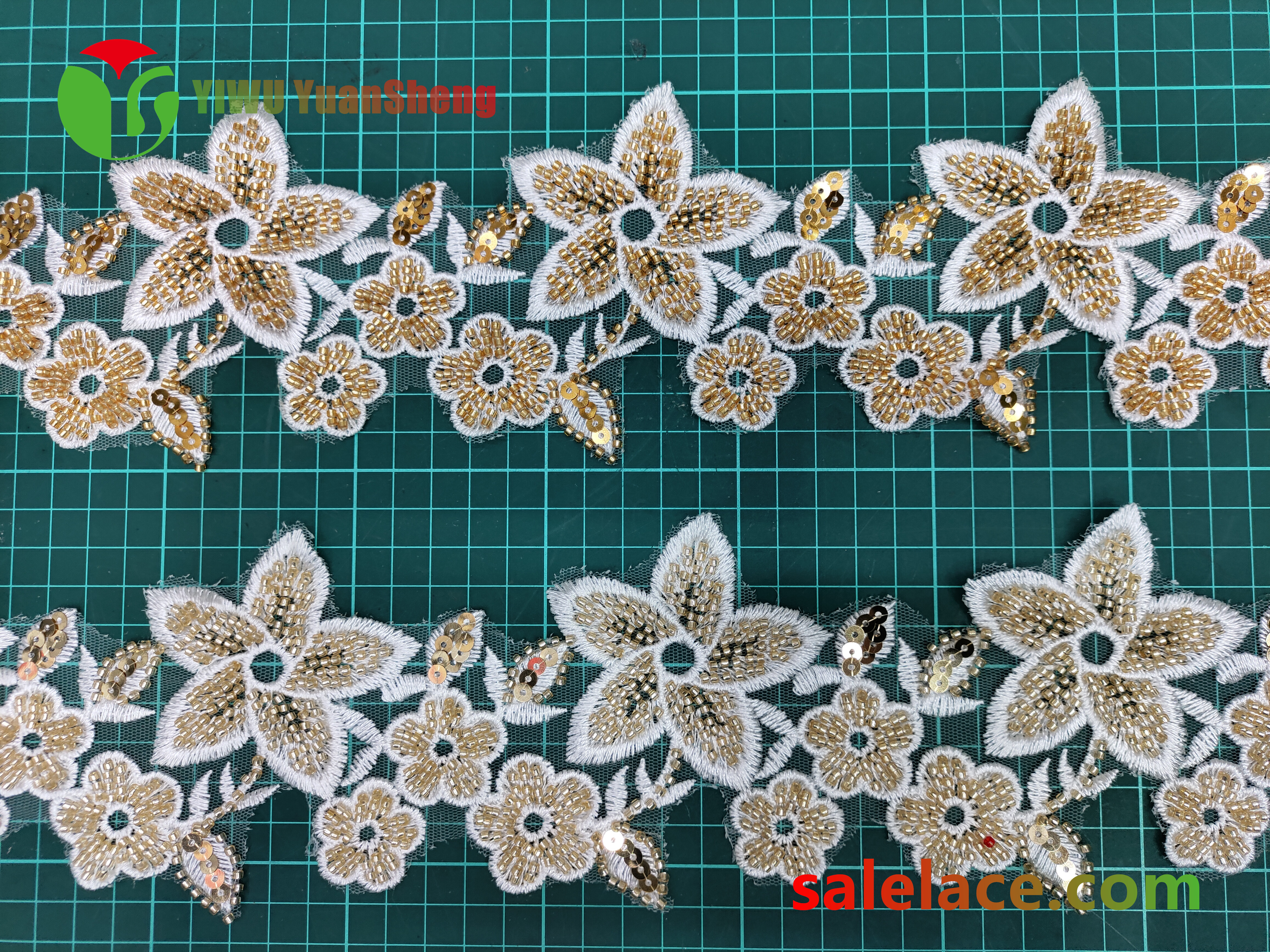Glass bead mesh lace YS4284#