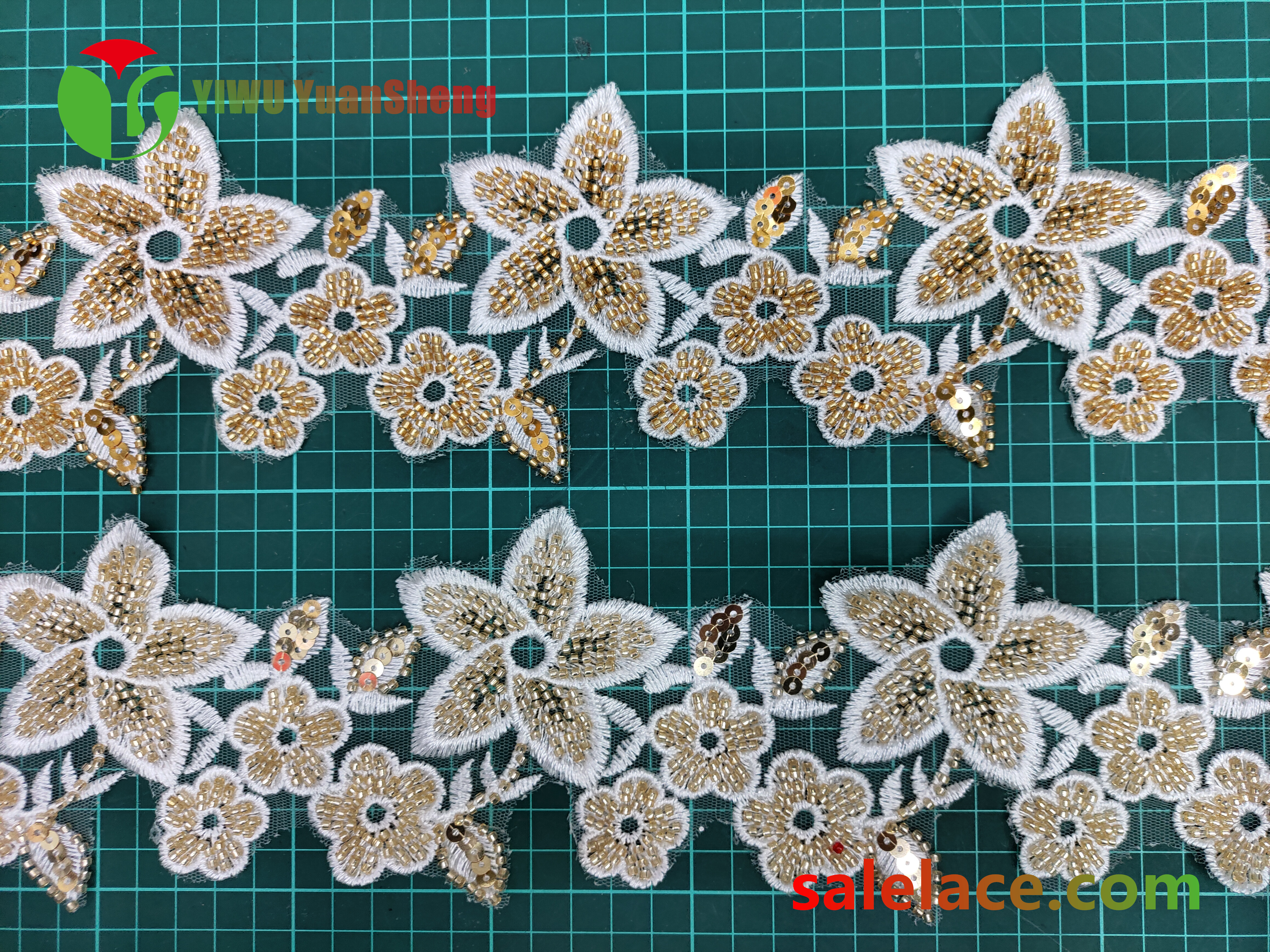 Glass bead mesh lace YS4284#