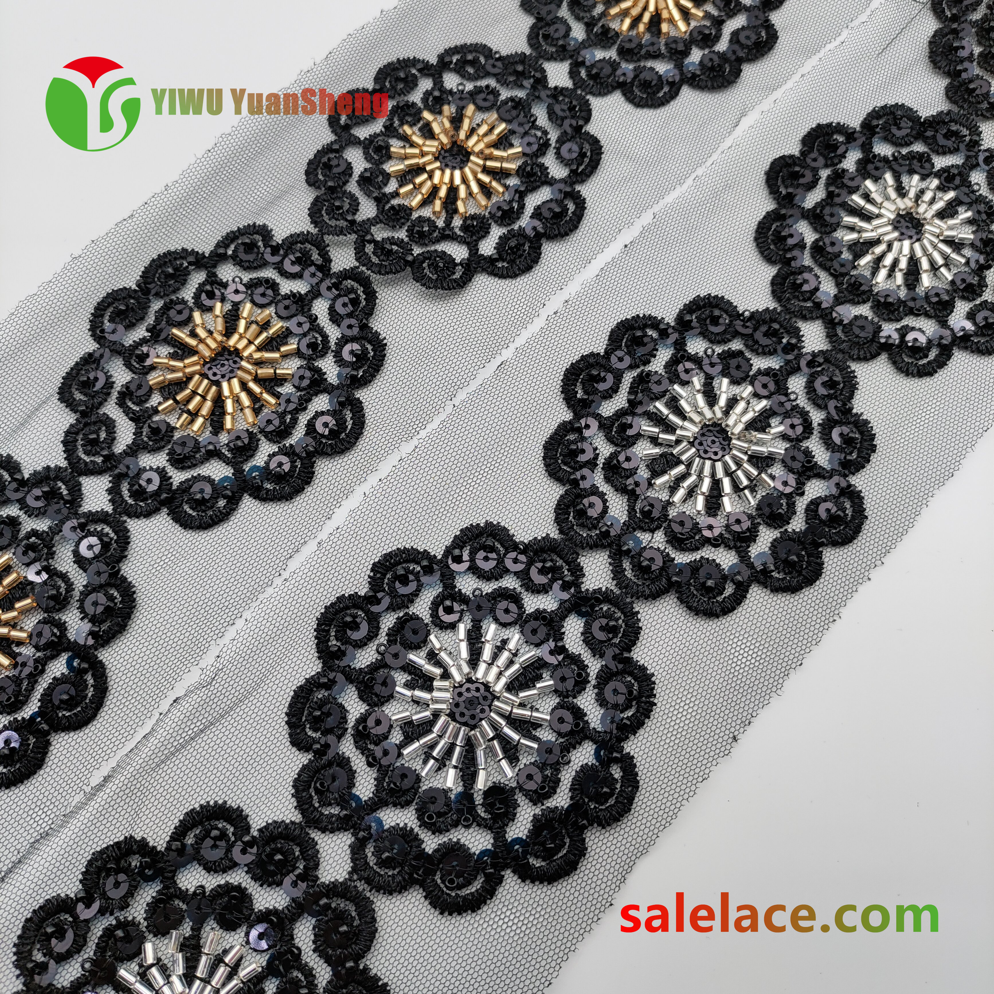 Glass bead mesh lace YS4001#
