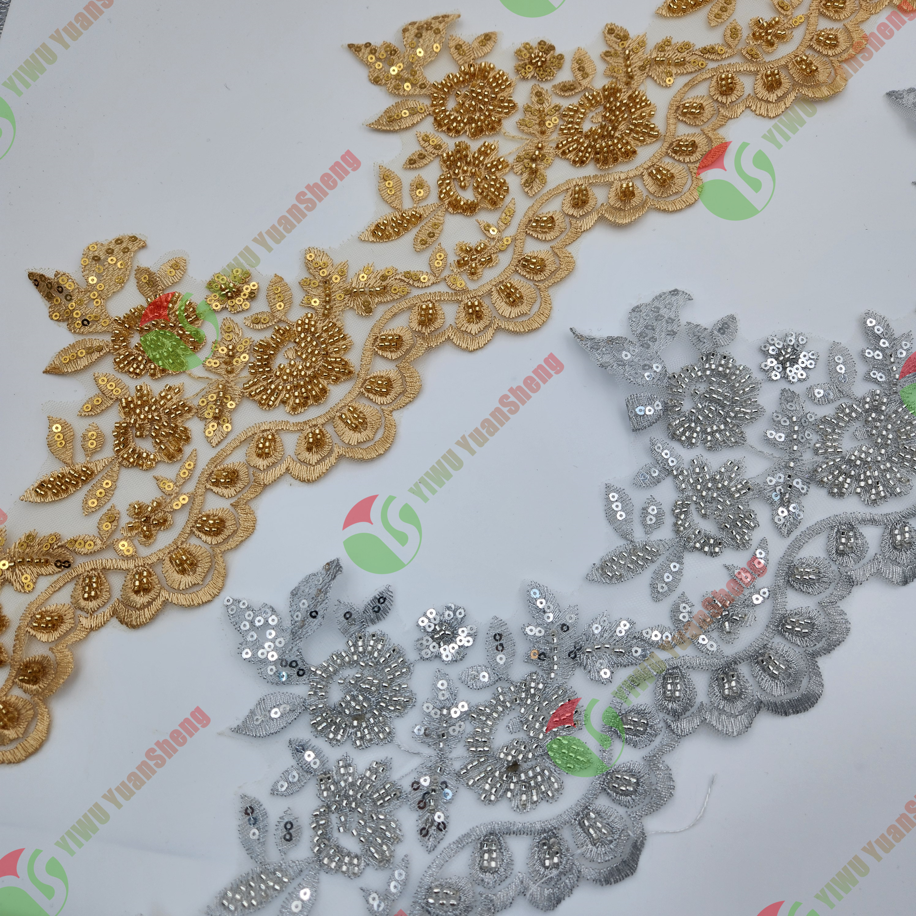 Glass bead mesh lace YS5095#