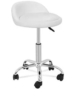 Eyelash Extension Chair with Backrest Cushion and Wheels (White)