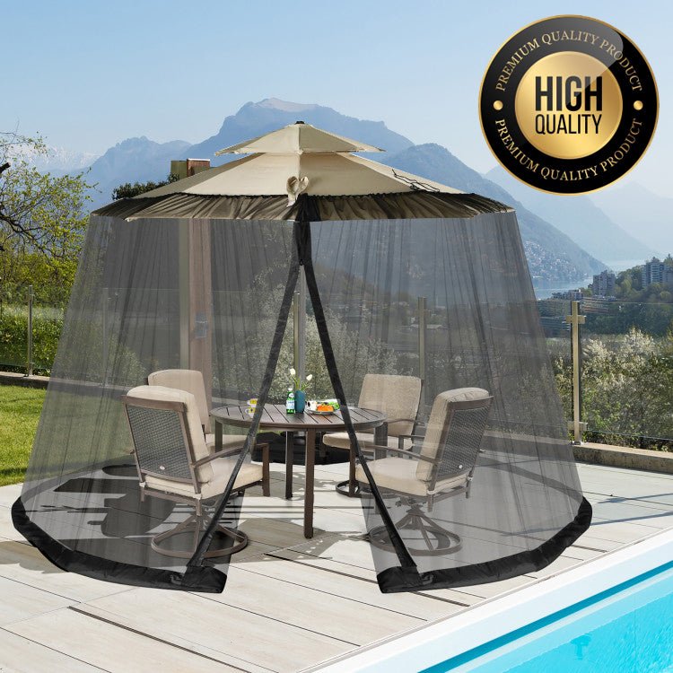 Premium 8-12FT Patio Umbrella Mosquito Mesh Netting With Fillable Base