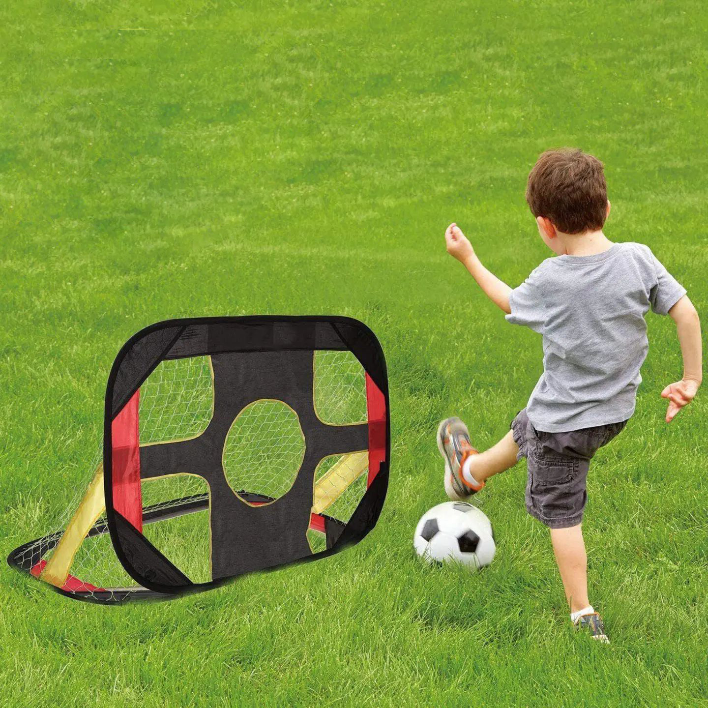 Best 2-In-1 Kids Pop Up Football Soccer Goal Net With Portable Bag