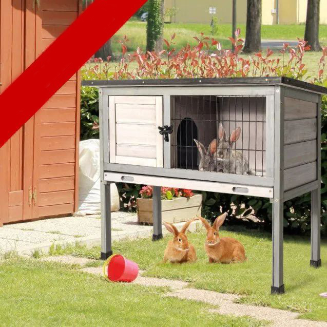 Best Outdoor Indoor Elevated Wooden Rabbit Hutch With Removable Tray
