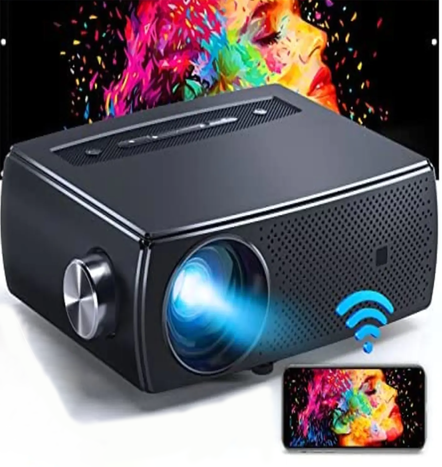 Mini Bluetooth Projector, CLOKOWE 9600L 1080P HD 5G WiFi Projector, Support 4K & Zoom, Portable Movie Projector with Dolby Audio
