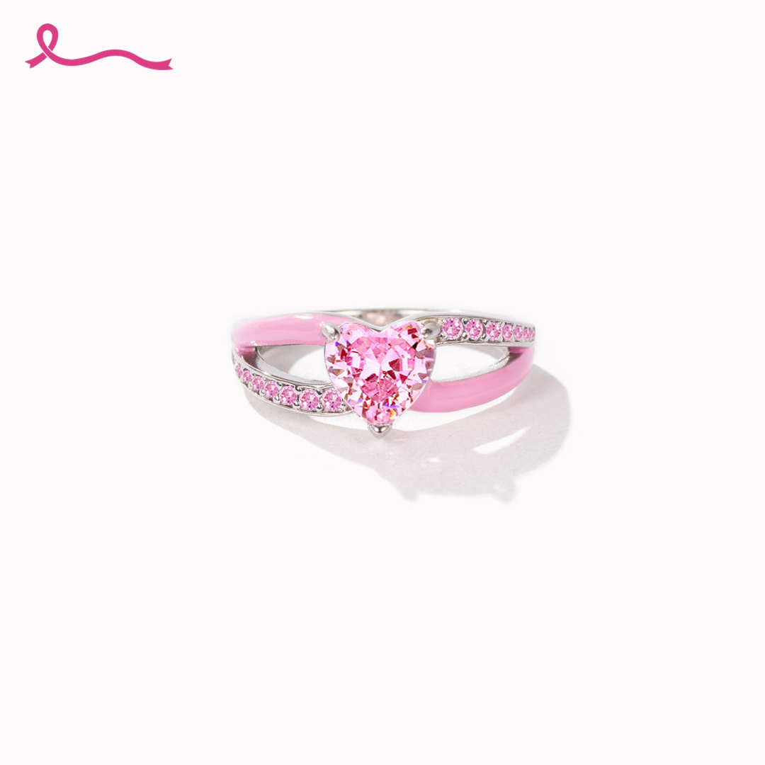 I Wear Pink For Myself To Defeat Breast Cancer Pink Heart Ring