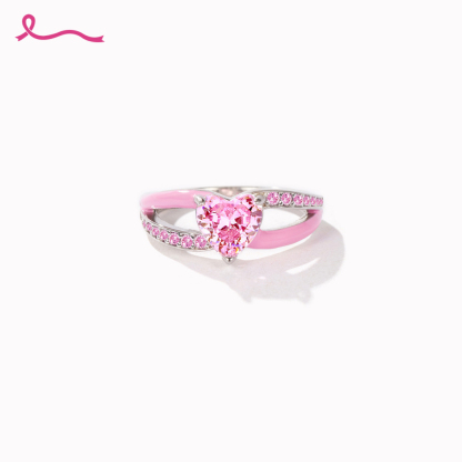 I Wear Pink For Myself To Defeat Breast Cancer Pink Heart Ring