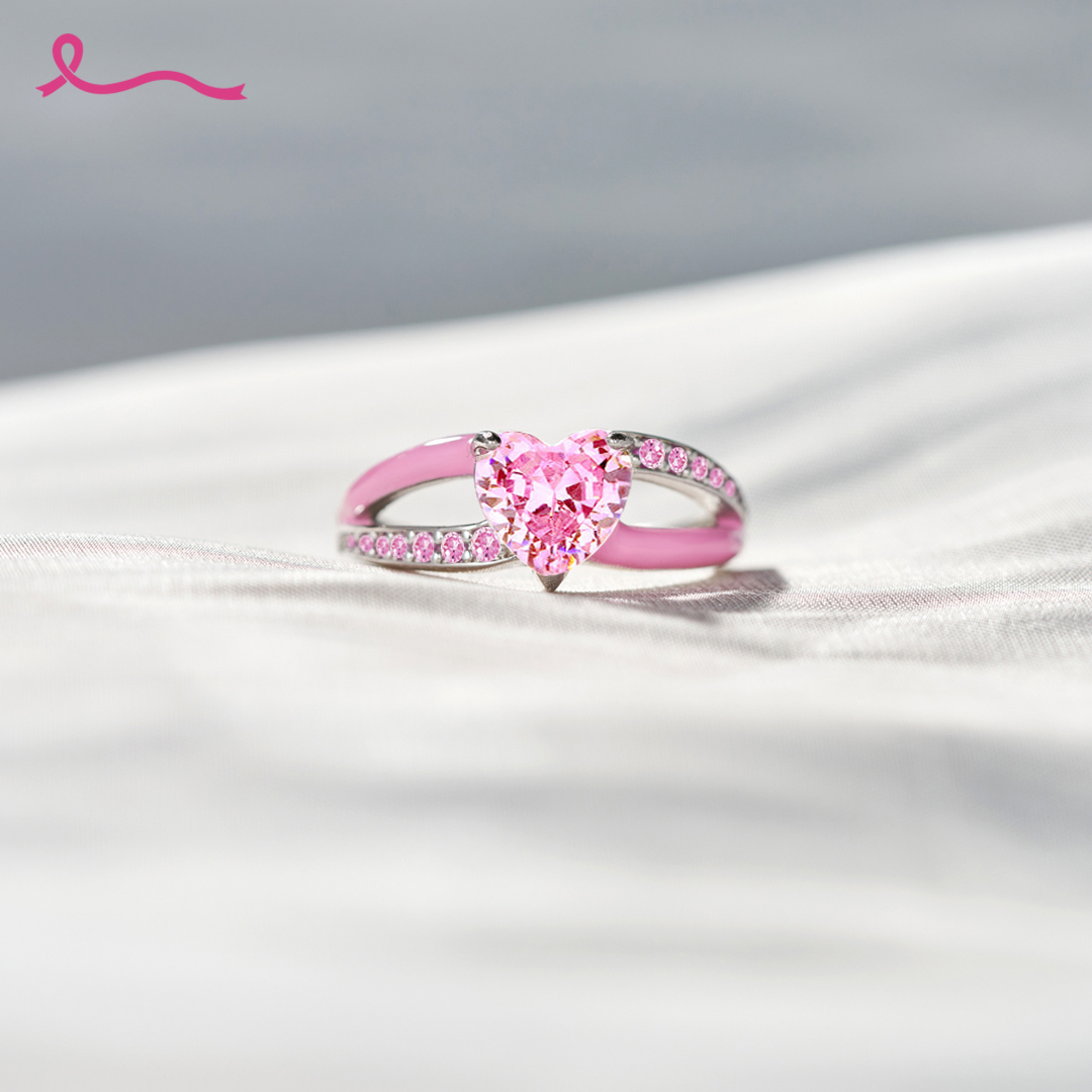 I Wear Pink For Myself To Defeat Breast Cancer Pink Heart Ring