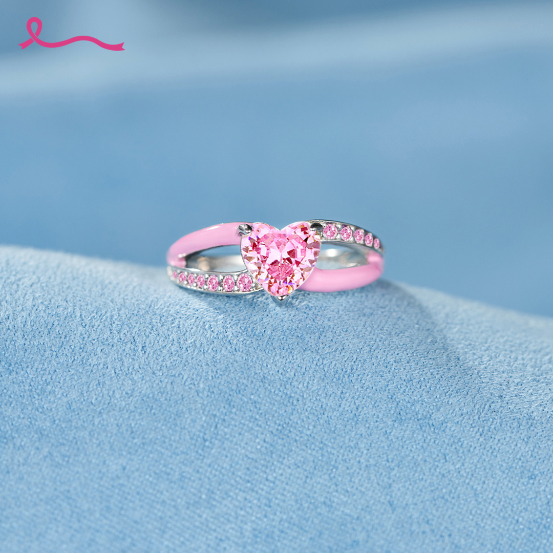 I Wear Pink For Myself To Defeat Breast Cancer Pink Heart Ring