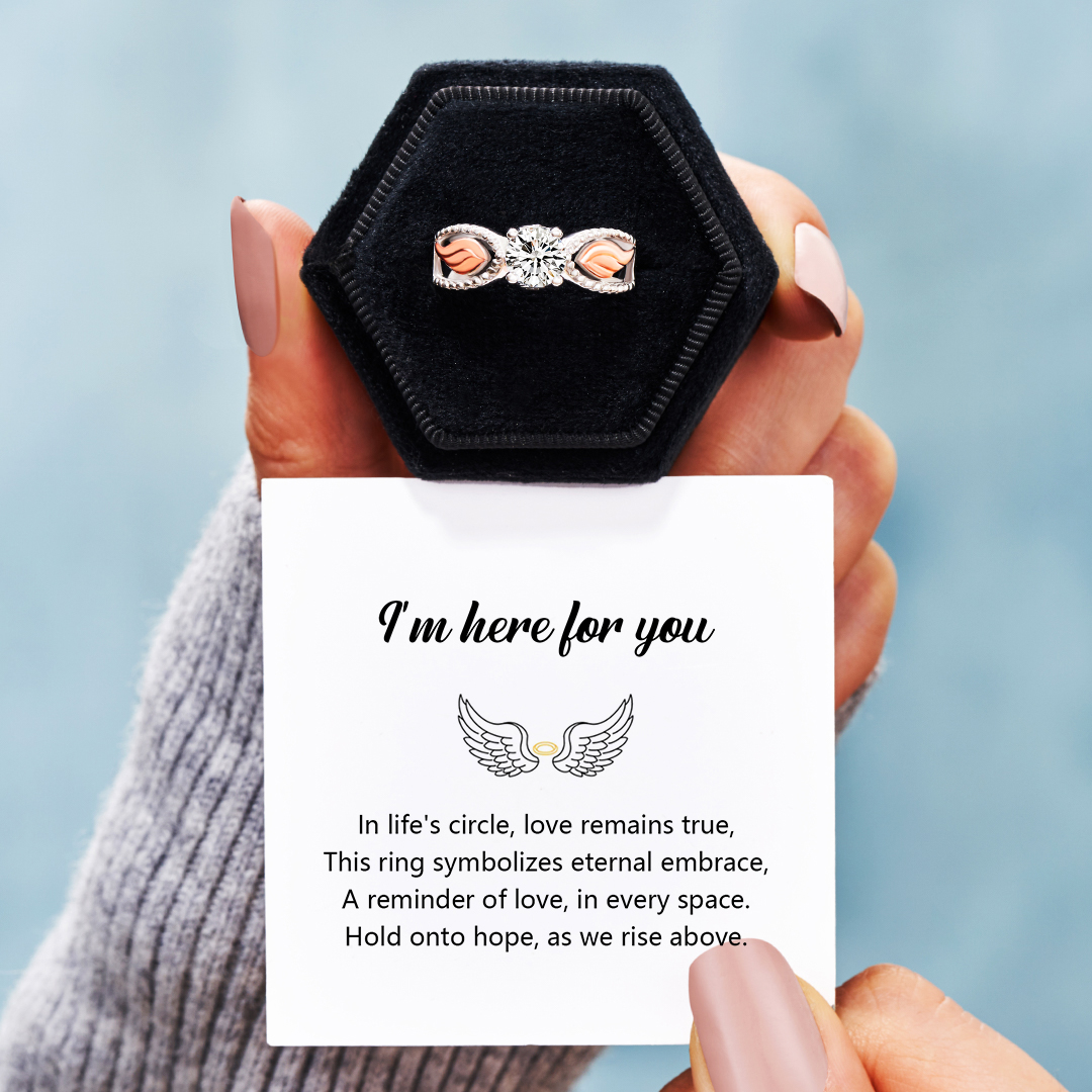 I'm Here For You Circle Angel Wing Ring