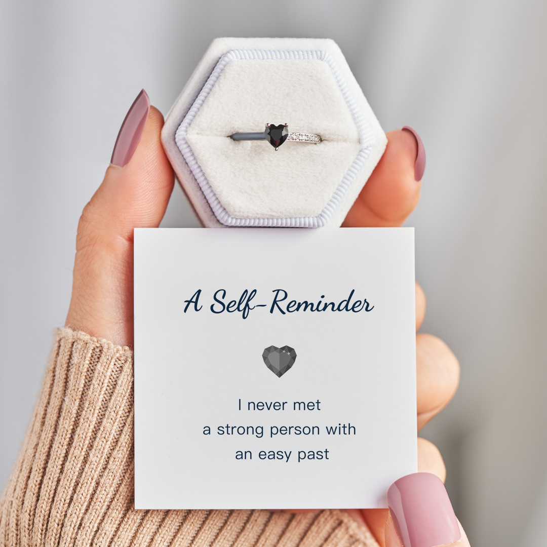 Black Enamel For Self-Care Ring