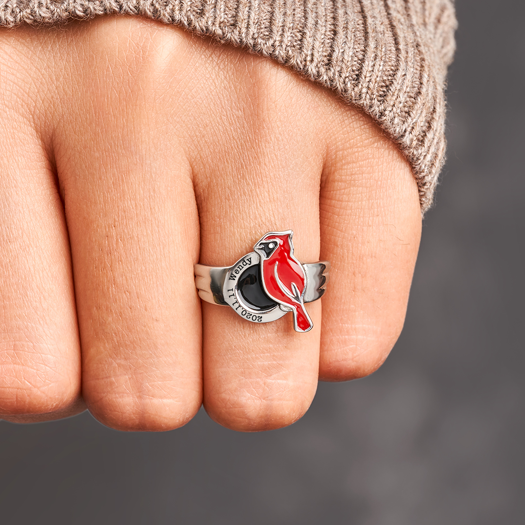 Personalized Kid‘s Name & Date Cardinal Ring