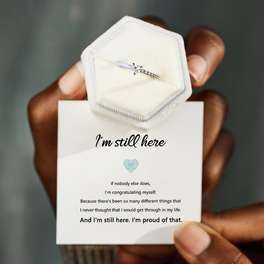 We Still Here Blue Enamel Heart Ring