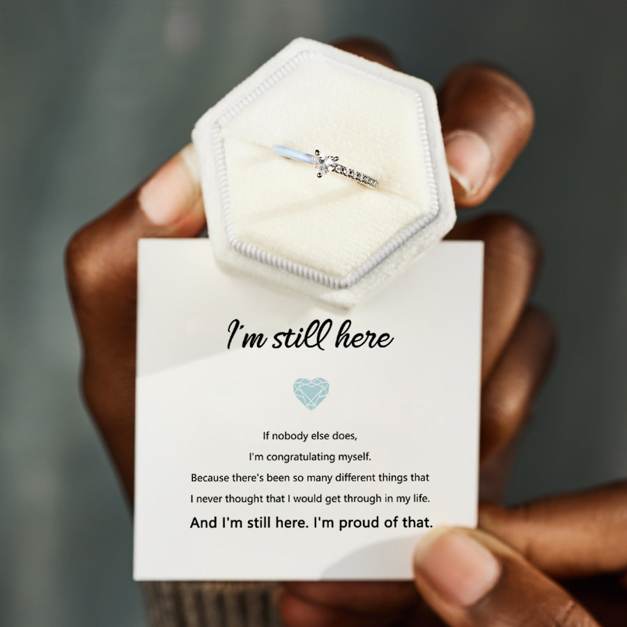 We Still Here Blue Enamel Heart Ring