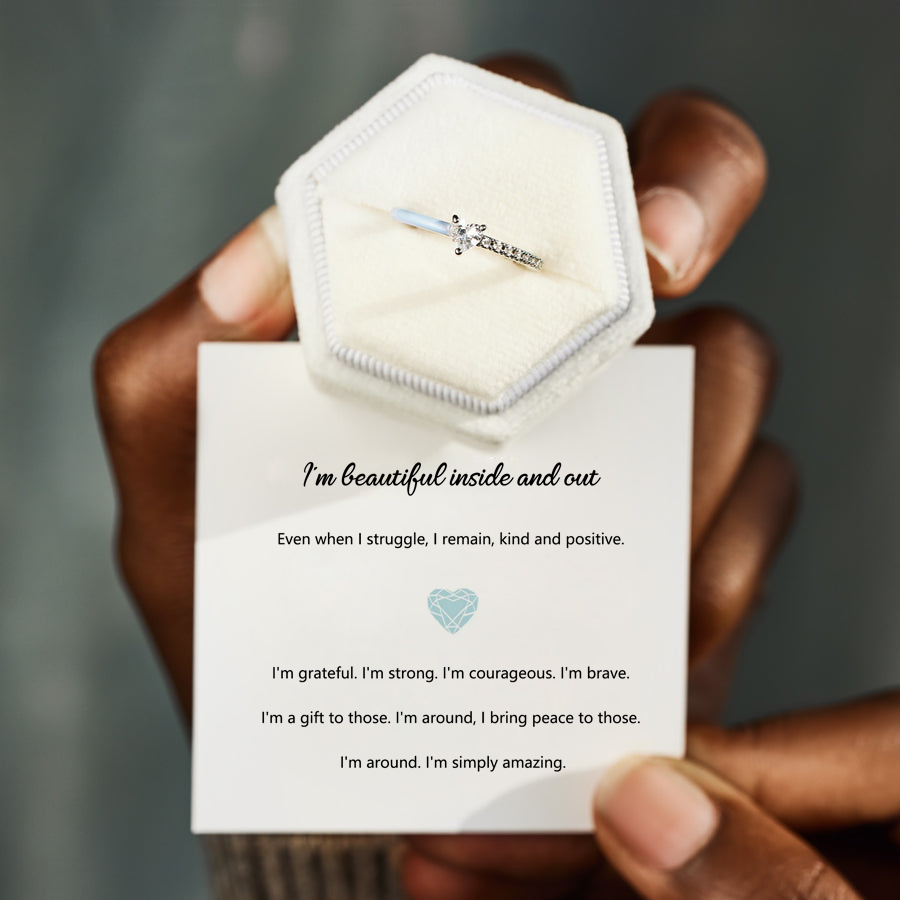 I'm Beautiful Inside And Out Blue Enamel Heart Ring