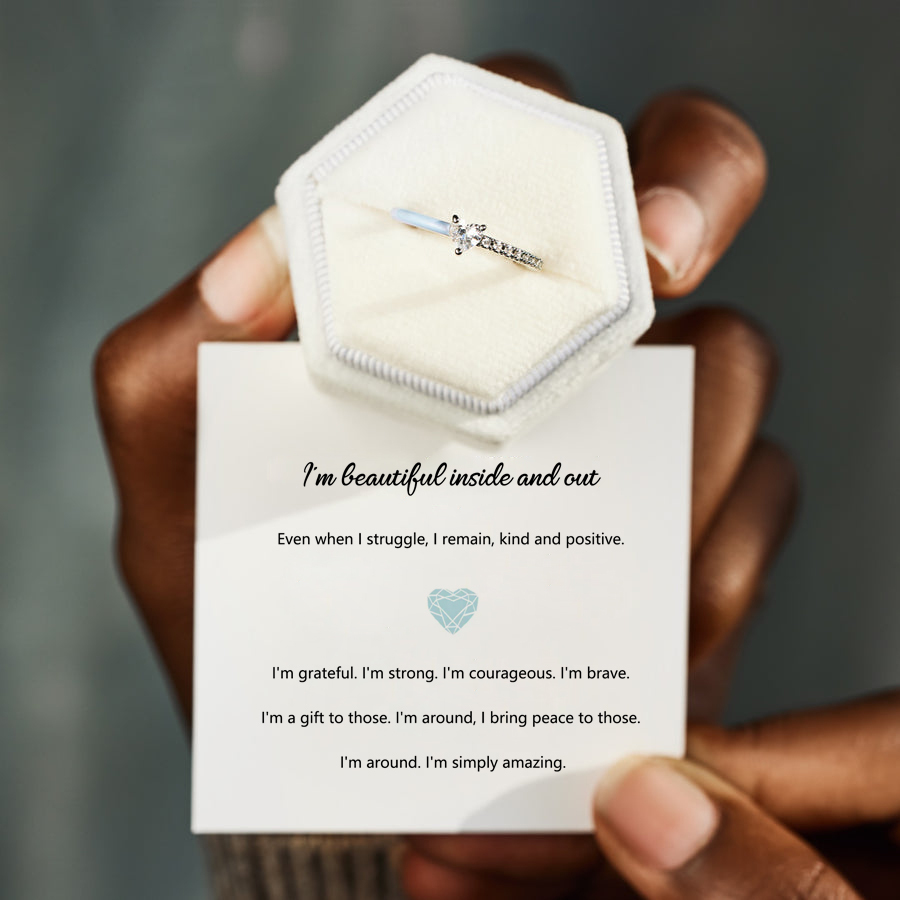 I'm Beautiful Inside And Out Blue Enamel Heart Ring