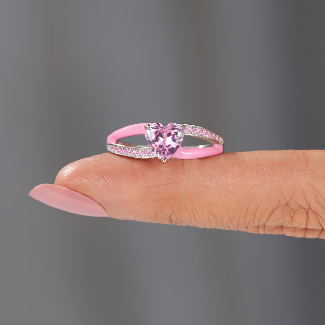 Choosing My Peace Pink Enamel Self Love Ring