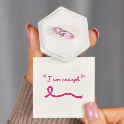 I Wear Pink For Myself To Defeat Breast Cancer Pink Heart Ring