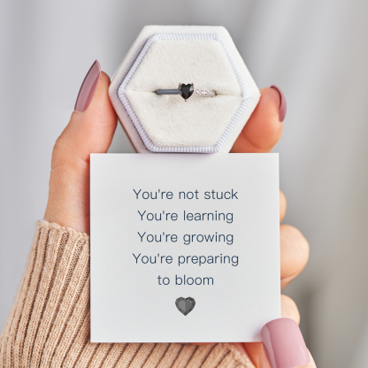 You're Not Stuck Black Enamel Heart Ring