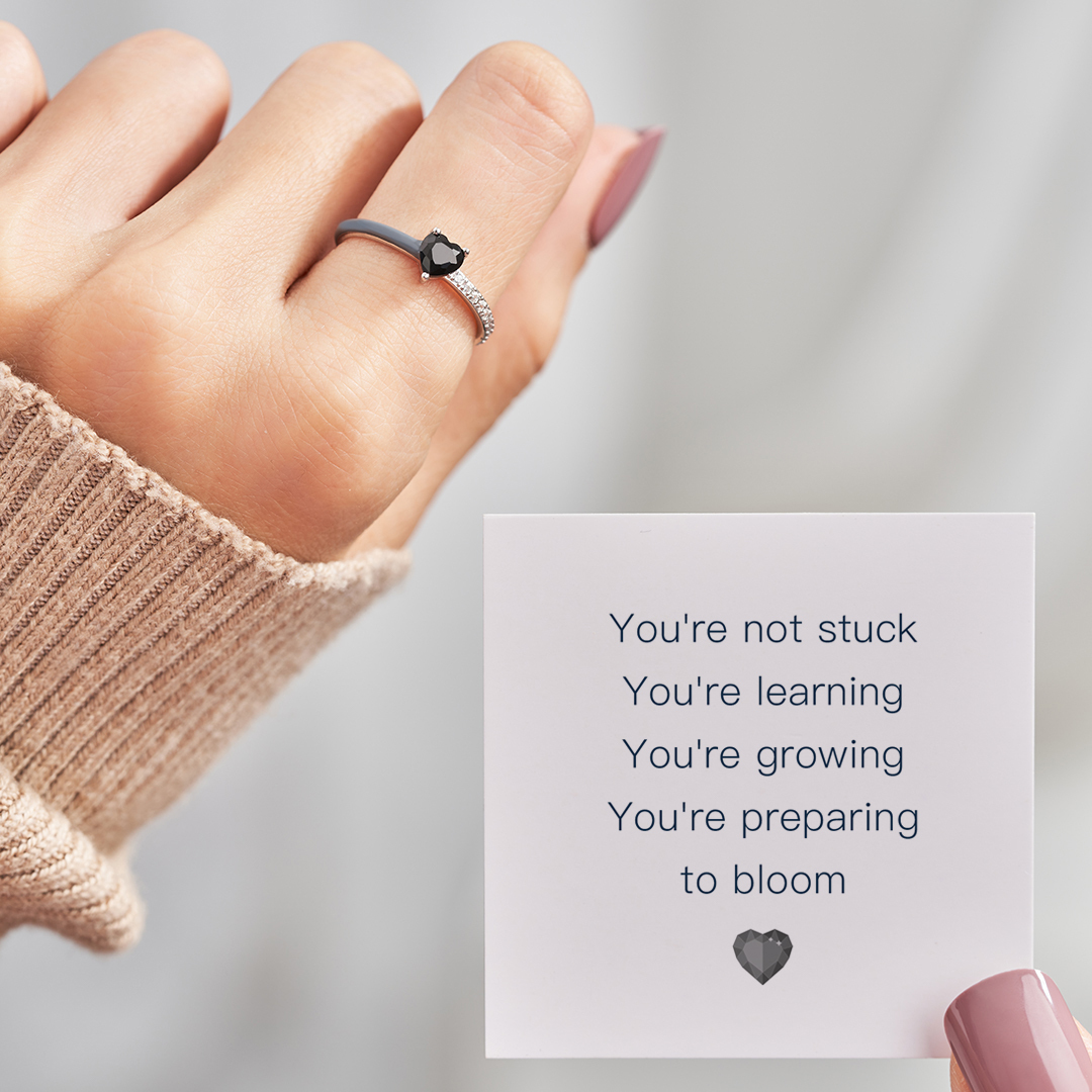 You're Not Stuck Black Enamel Heart Ring