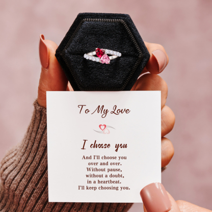 For My Lover-I Choose You Double Hearts Ring