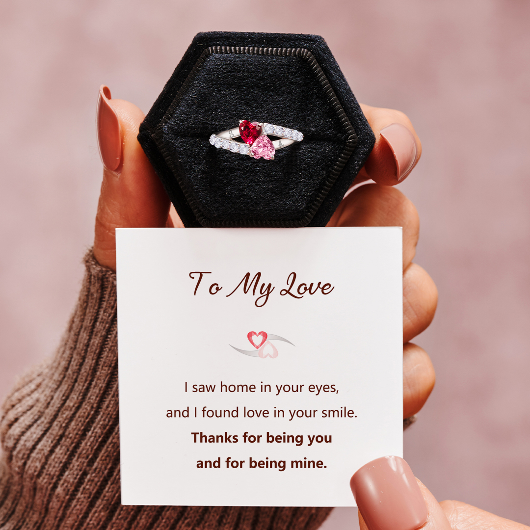 For My Lover-Thanks For Being Mine Double Hearts Ring