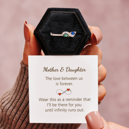 Infinity Love Between Mother & Daughter Birthstone Ring