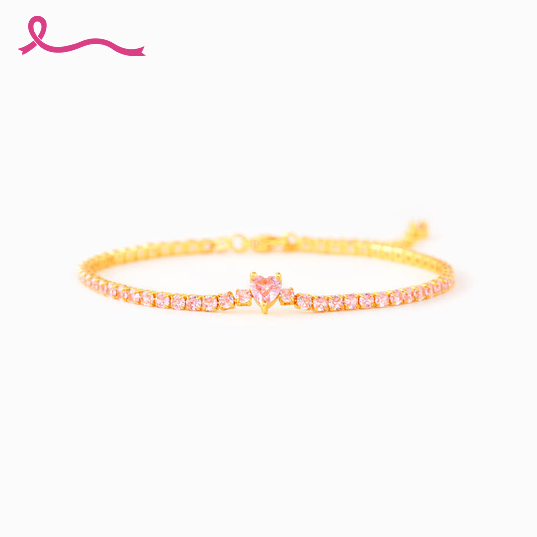 Raise Awareness I Am Enough Pavé Pink Heart Bracelet