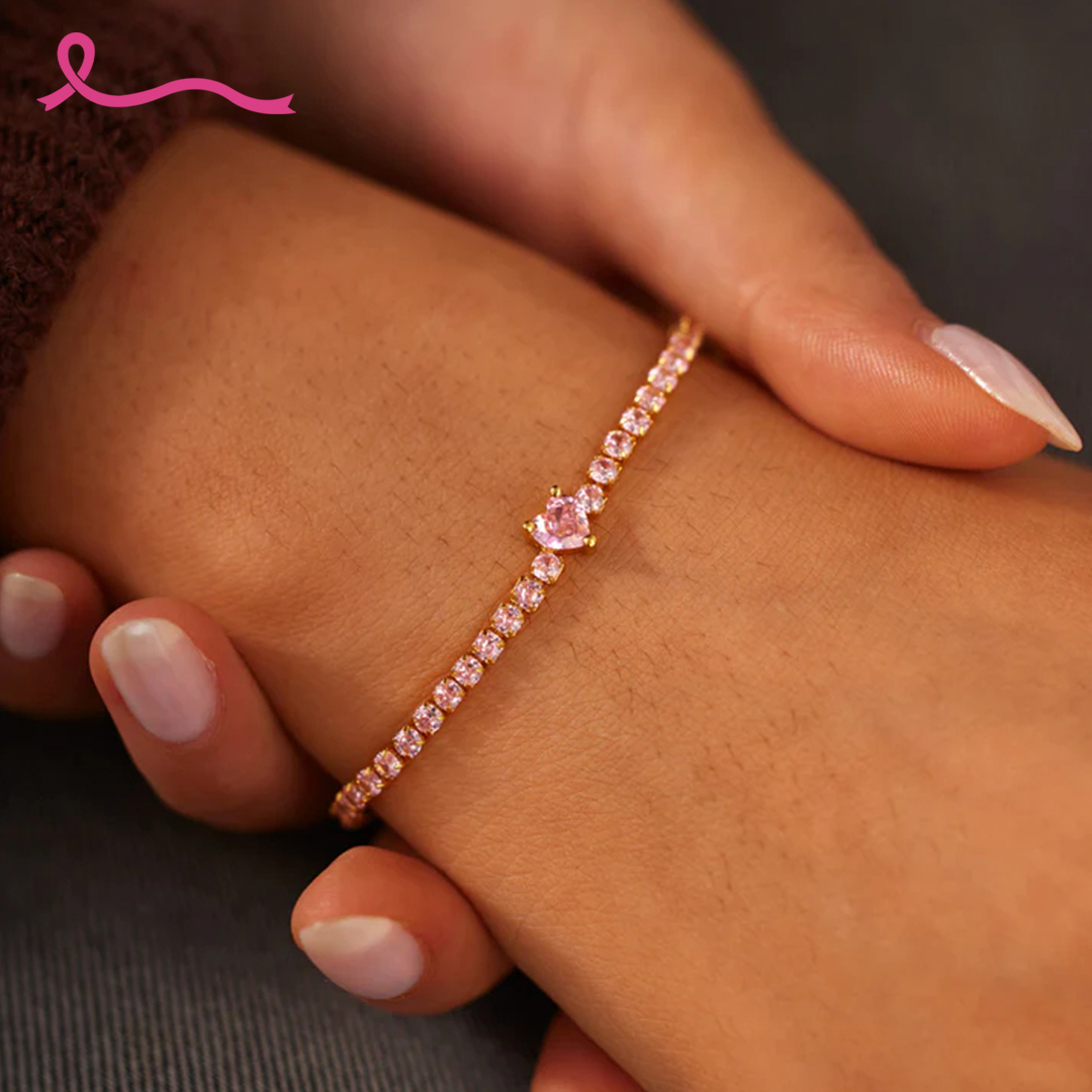 Raise Awareness I Am Enough Pavé Pink Heart Bracelet
